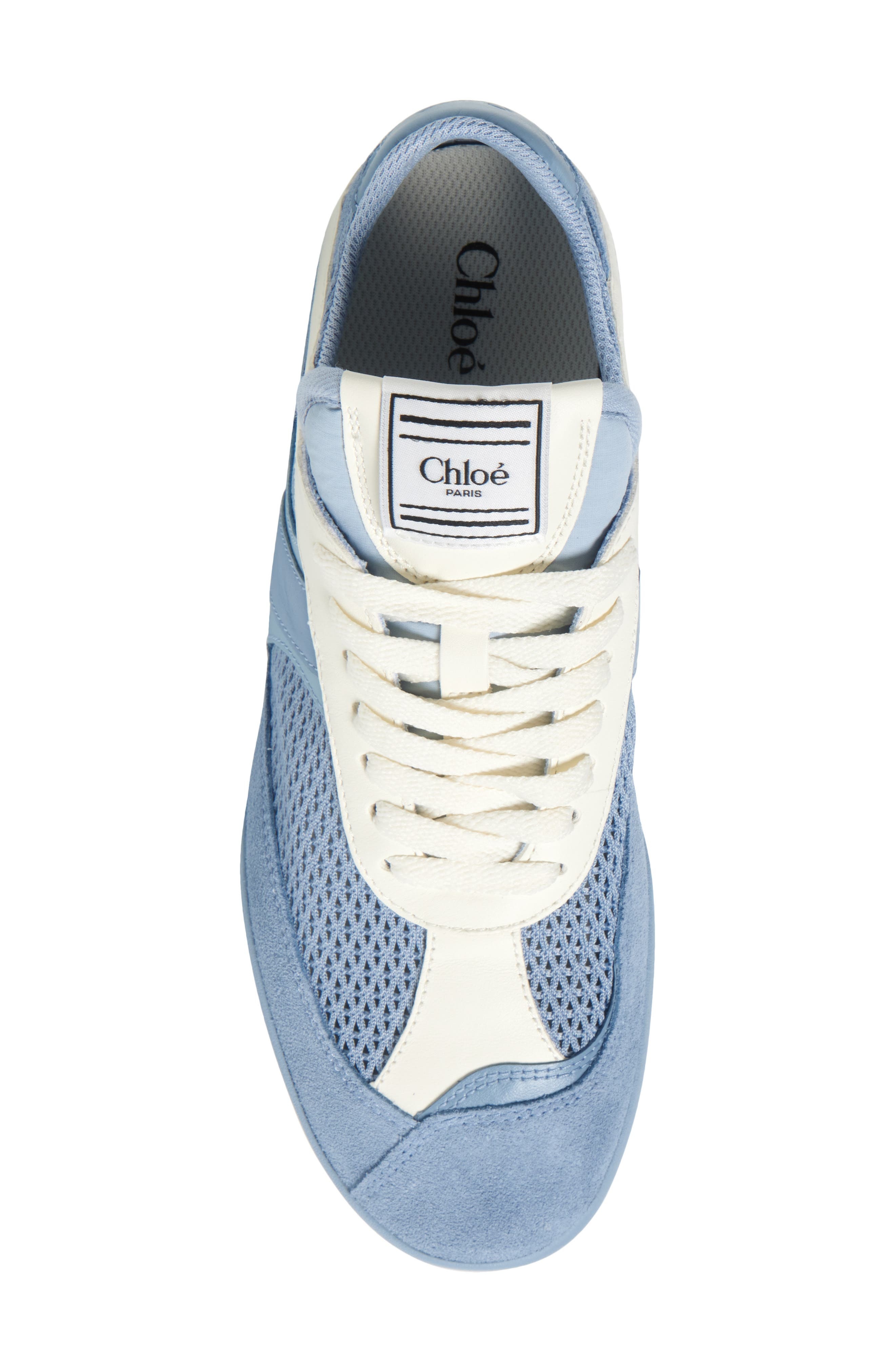 Chloé Kick Leather & Mesh Sneaker in Pearl Blue at Nordstrom - 5