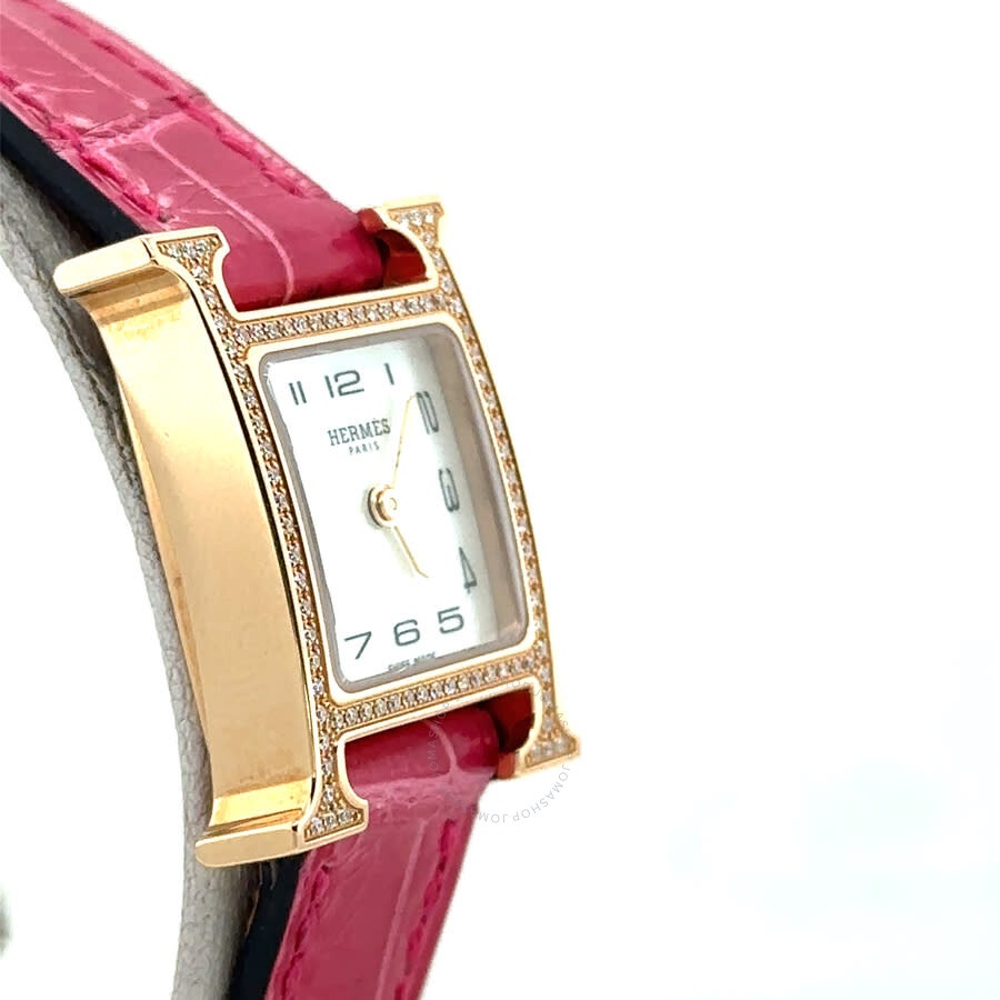Pre-owned Hermes Heure H Diamond Mother of Pearl Dial Ladies Watch HH1.173 - 3