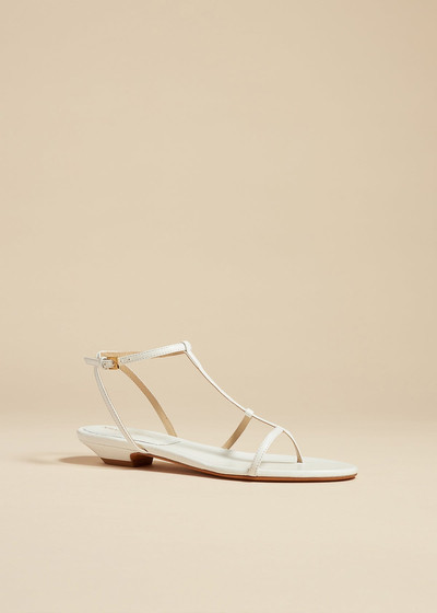KHAITE The Jones Flat Sandal in White Crinkled Leather outlook