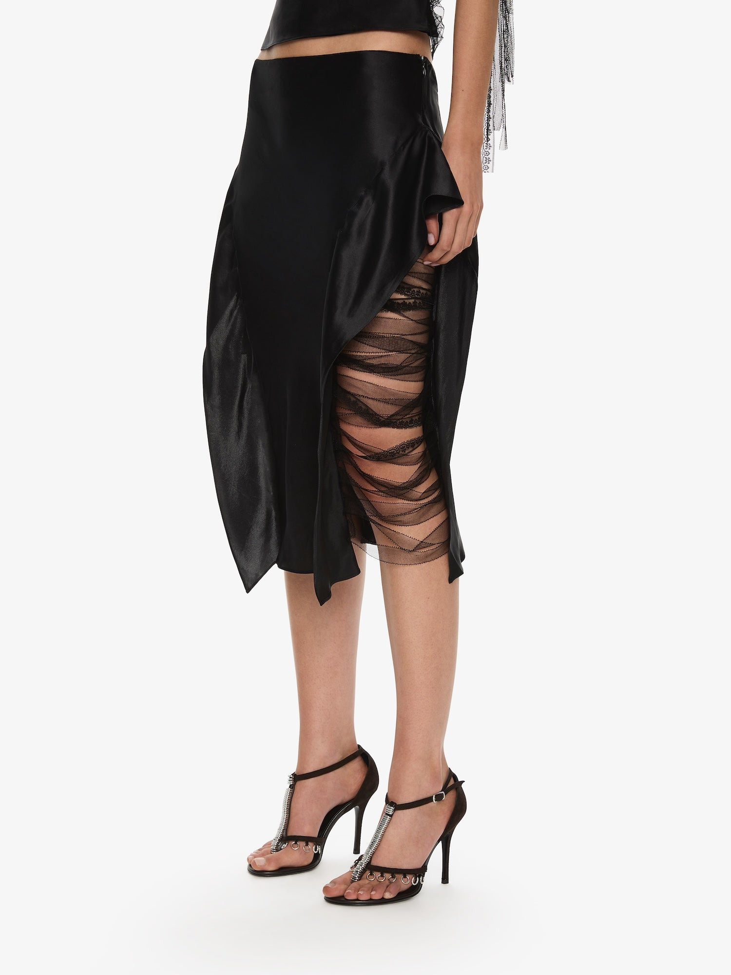 Lattice Lace Silk Skirt - 2