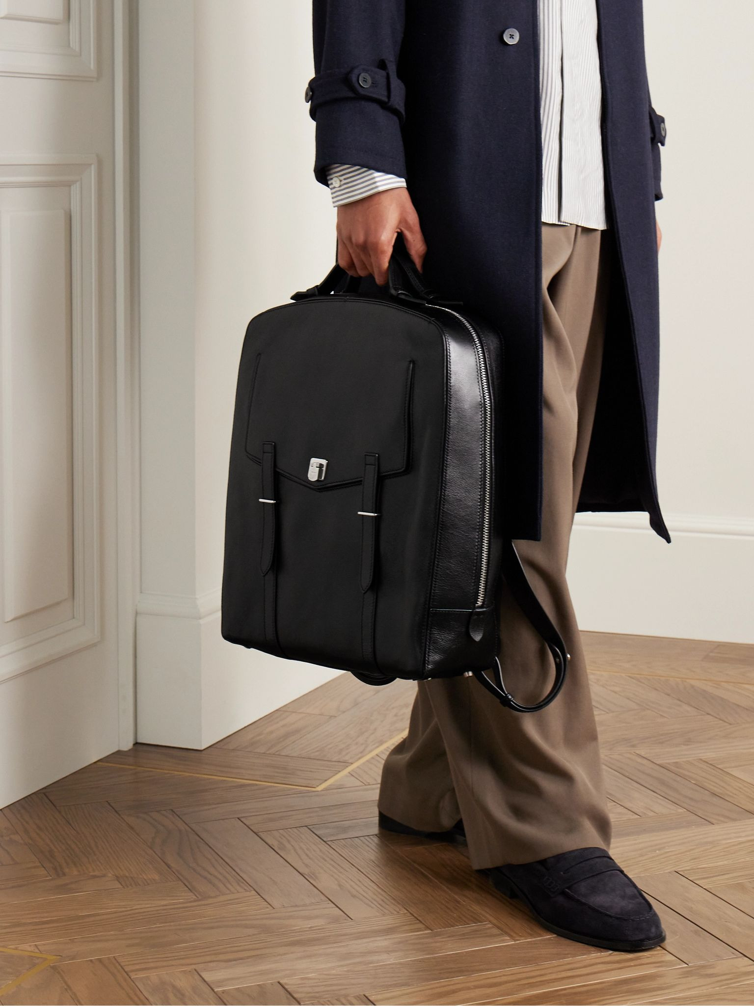 Rider Full-Grain Leather Backpack Black - 6