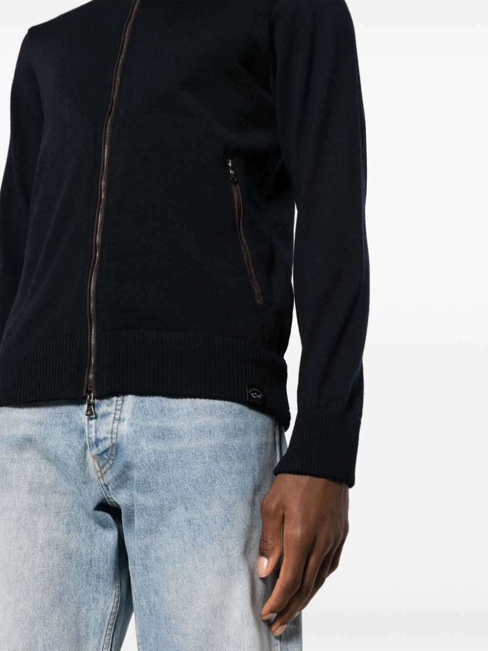 high-neck virgin wool cardigan - 5