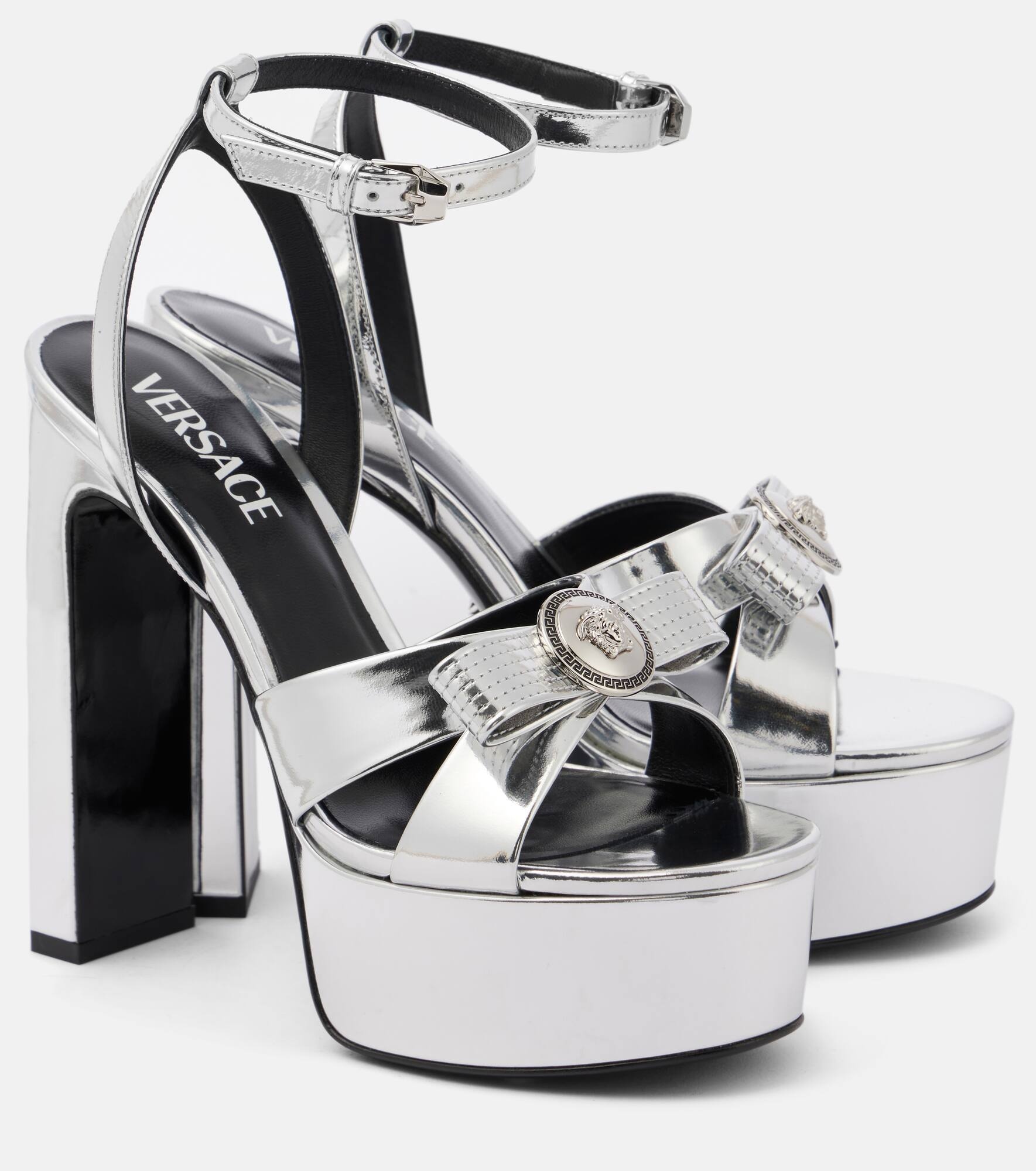 Gianni Ribbon 140 metallic leather sandals - 1