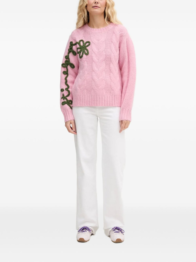 STINE GOYA floral cable-knit sweater outlook