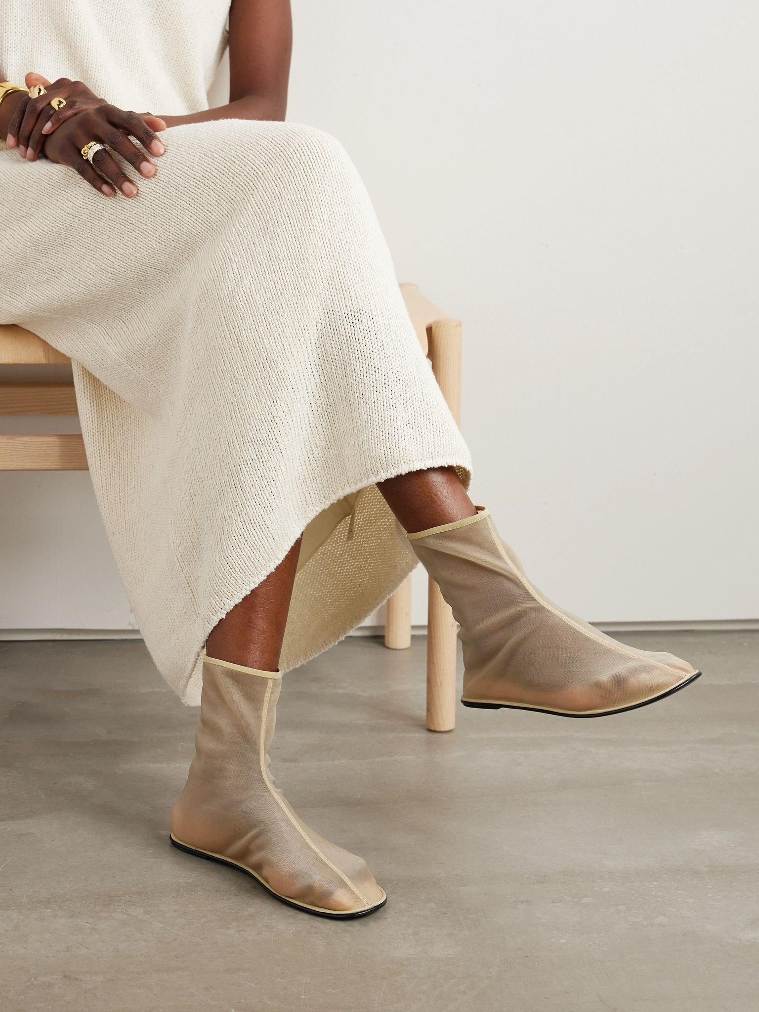 Mesh sock boots Beige - 2