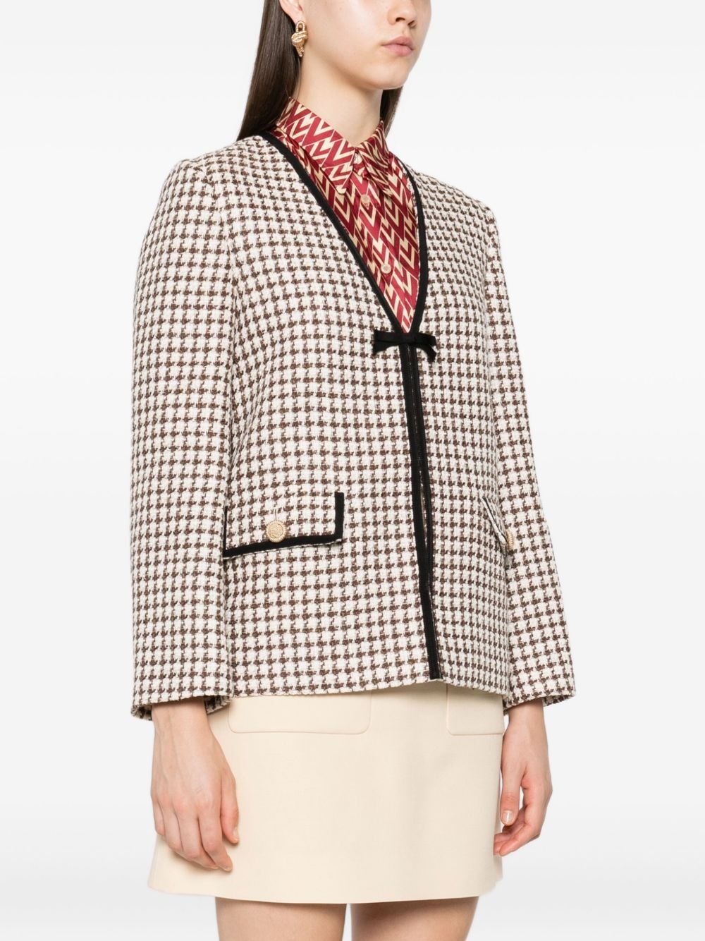 tweed houndstooth-pattern jacket - 3