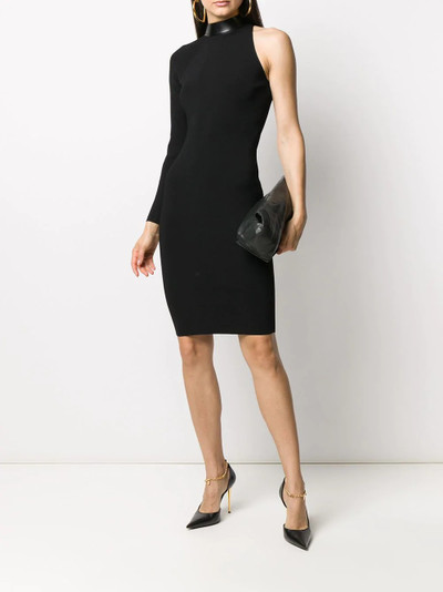 TOM FORD leather-trimmed asymmetric dress outlook