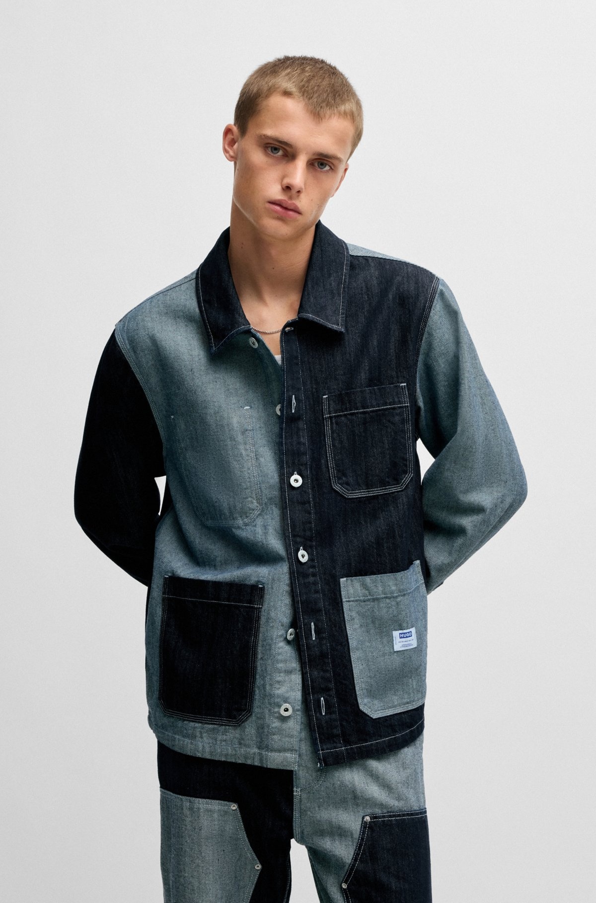 RELAXED-FIT OVERSHIRT IN MIXED DENIMS - 2