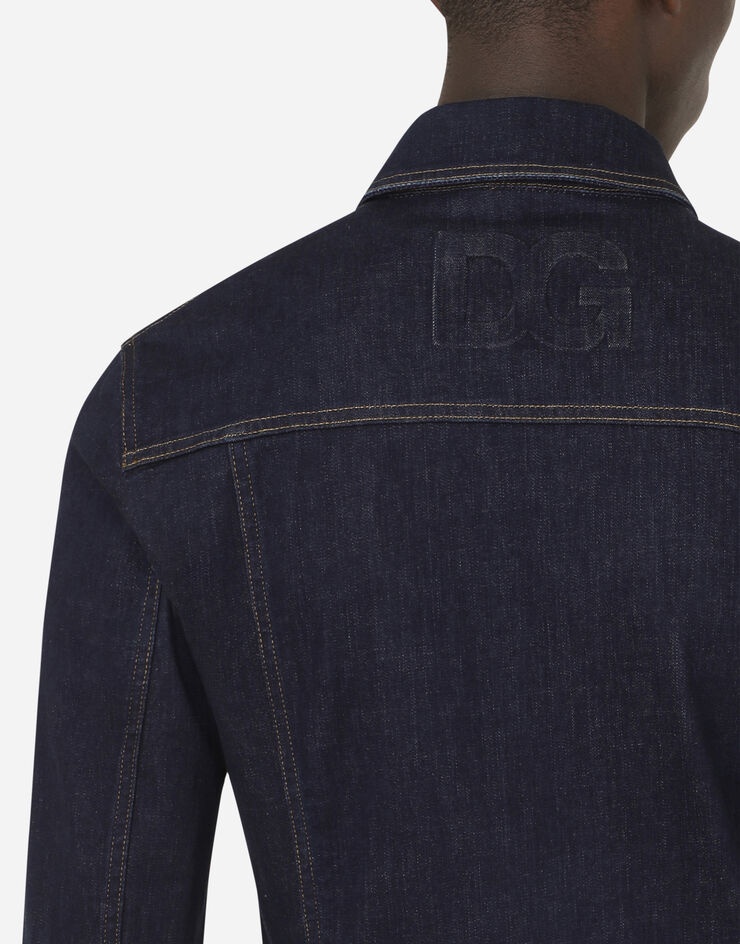 Blue stretch denim jacket with DG logo - 5