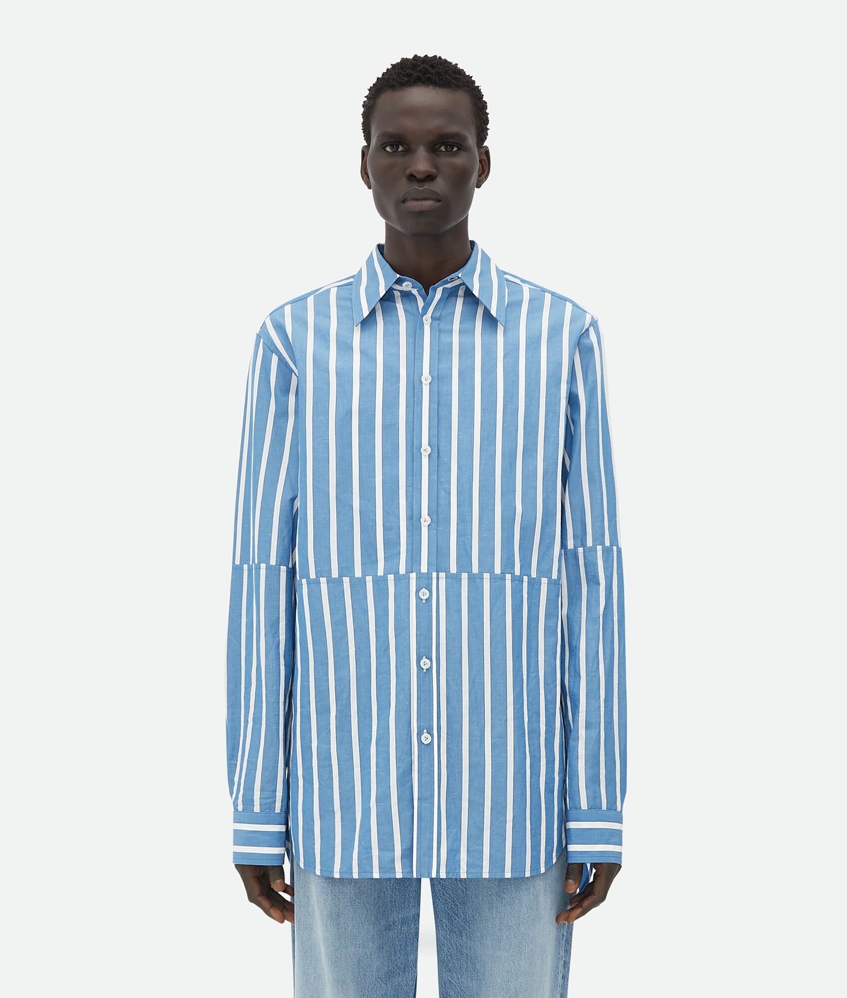 Cotton And Linen Relaxed Striped Shirt - 1