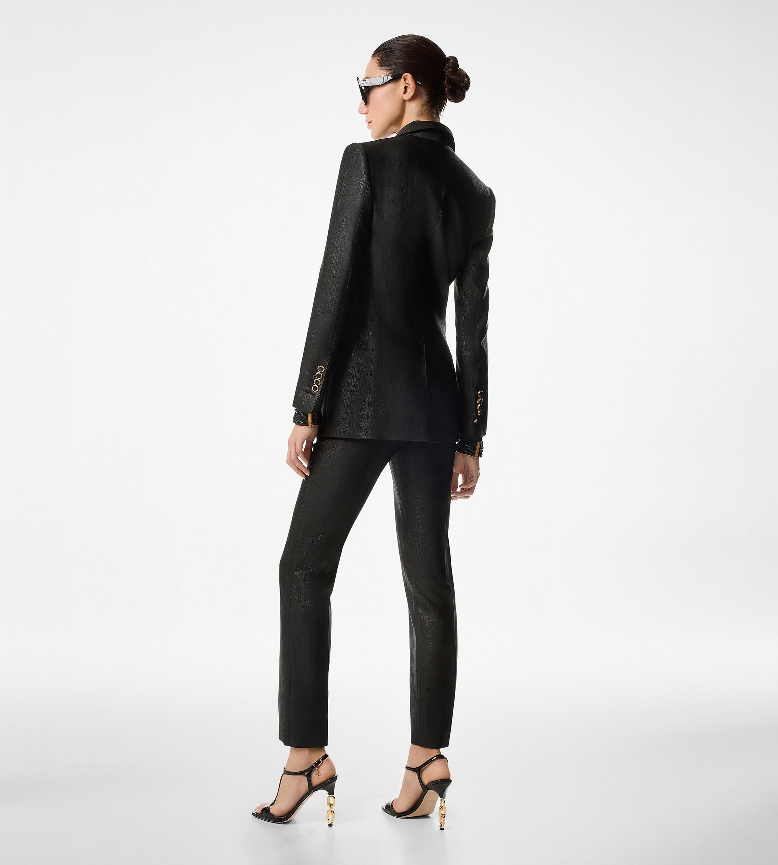 BROKEN LUREX TAILORING WOOL "WALLIS" DOUBLE BREASTED JACKET - 4