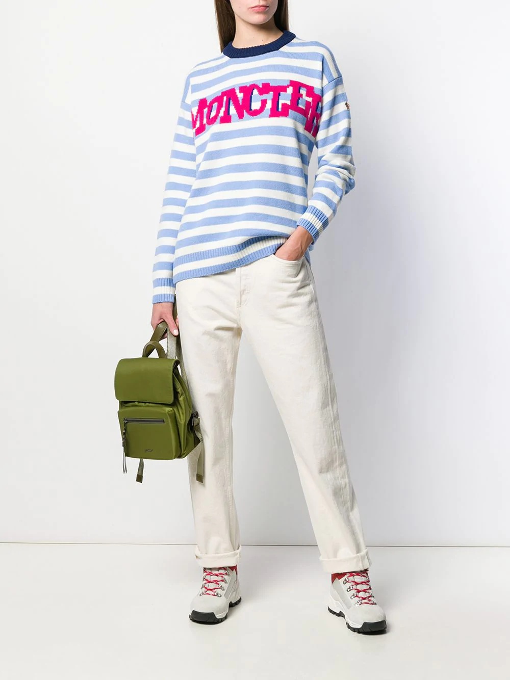 striped logo knit sweater - 2