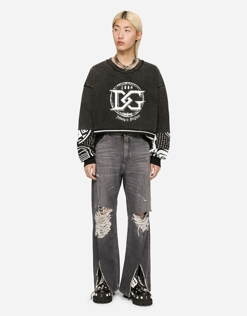 Printed and washed jersey sweatshirt 1