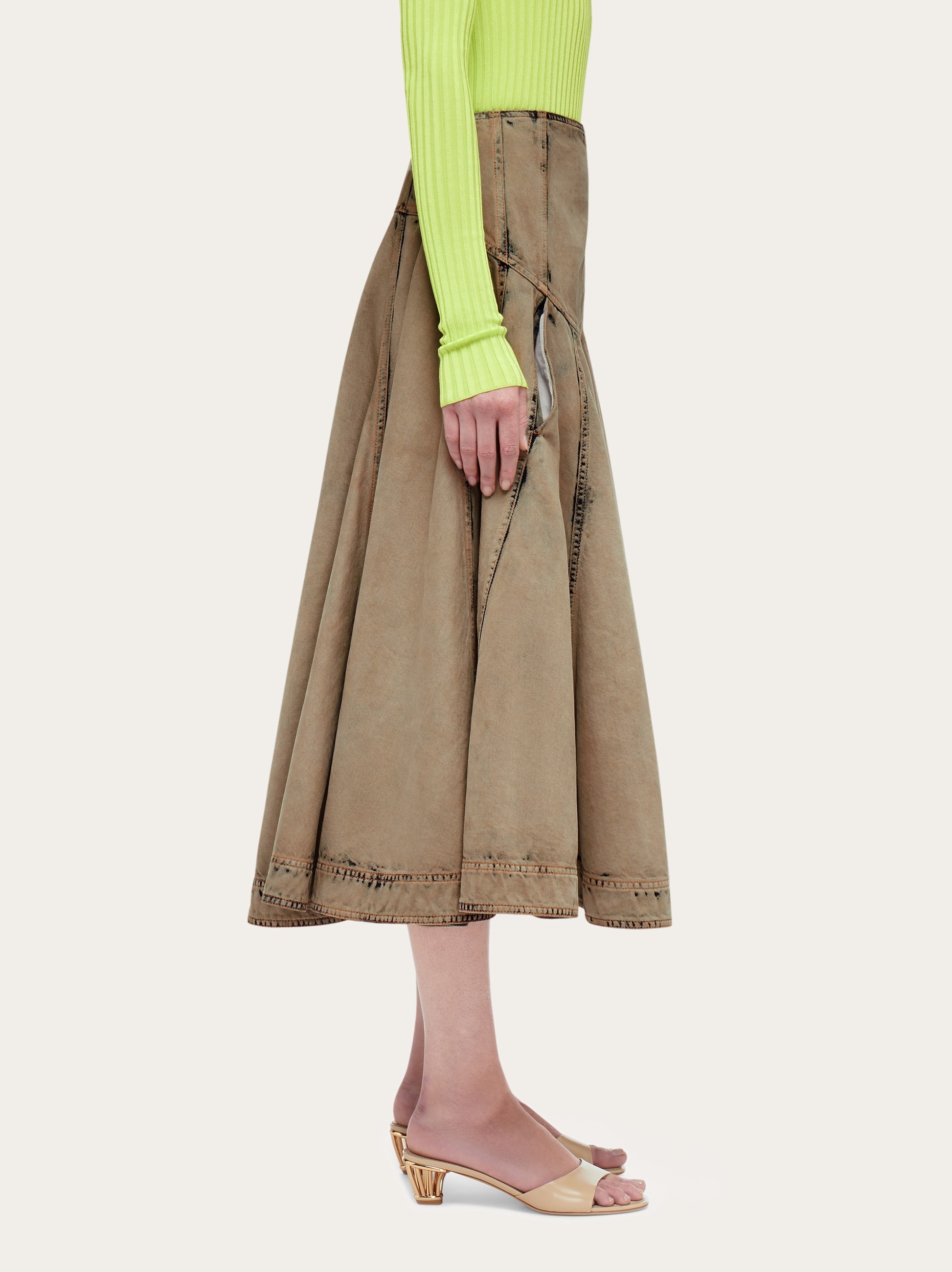 Flared denim skirt - 3
