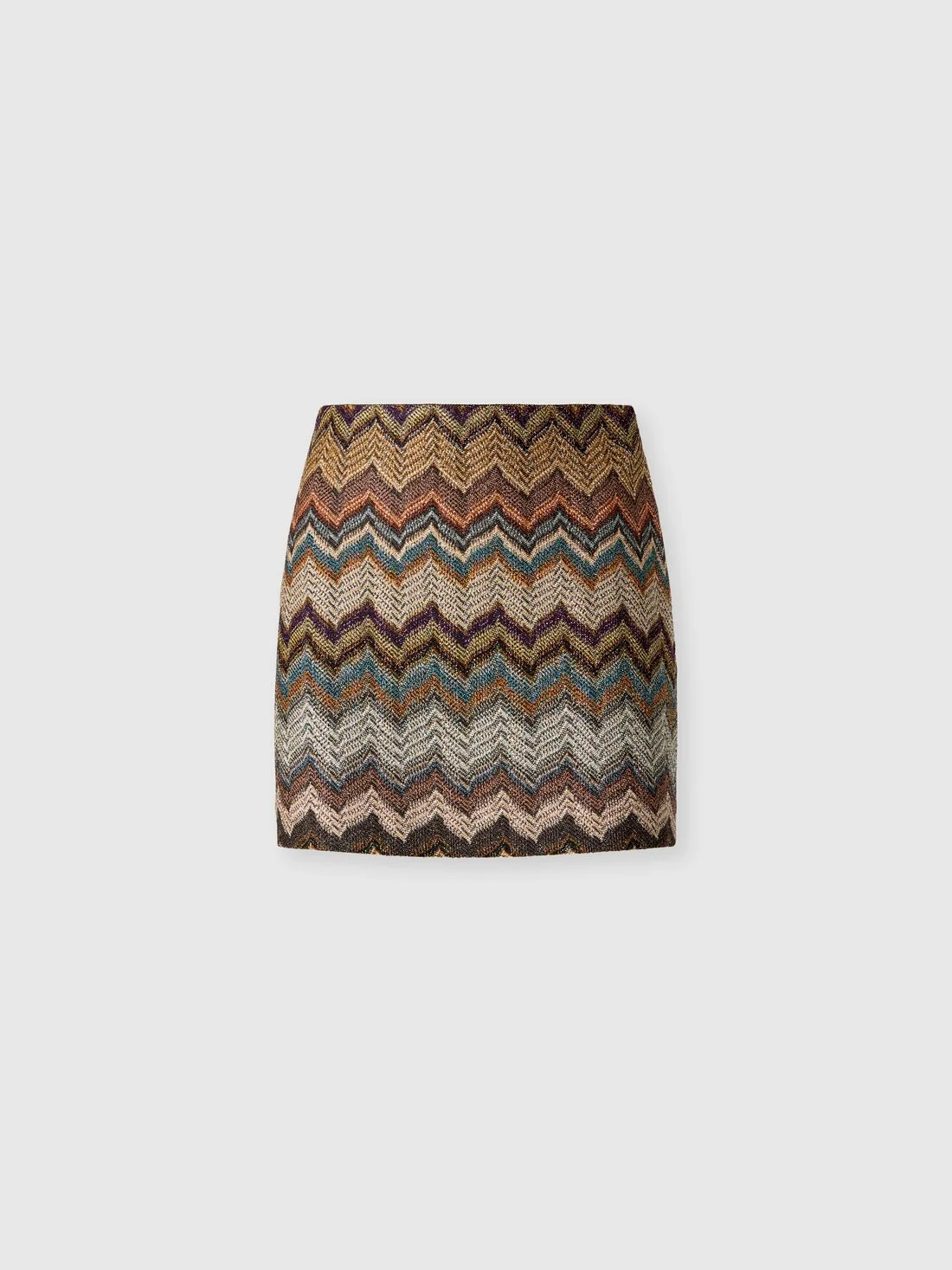 Mini skirt in lamé viscose with zig zag motif - 1