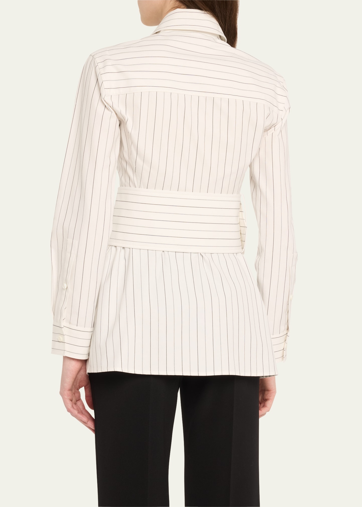 Pinstripe Belted Cotton Shirt - 3