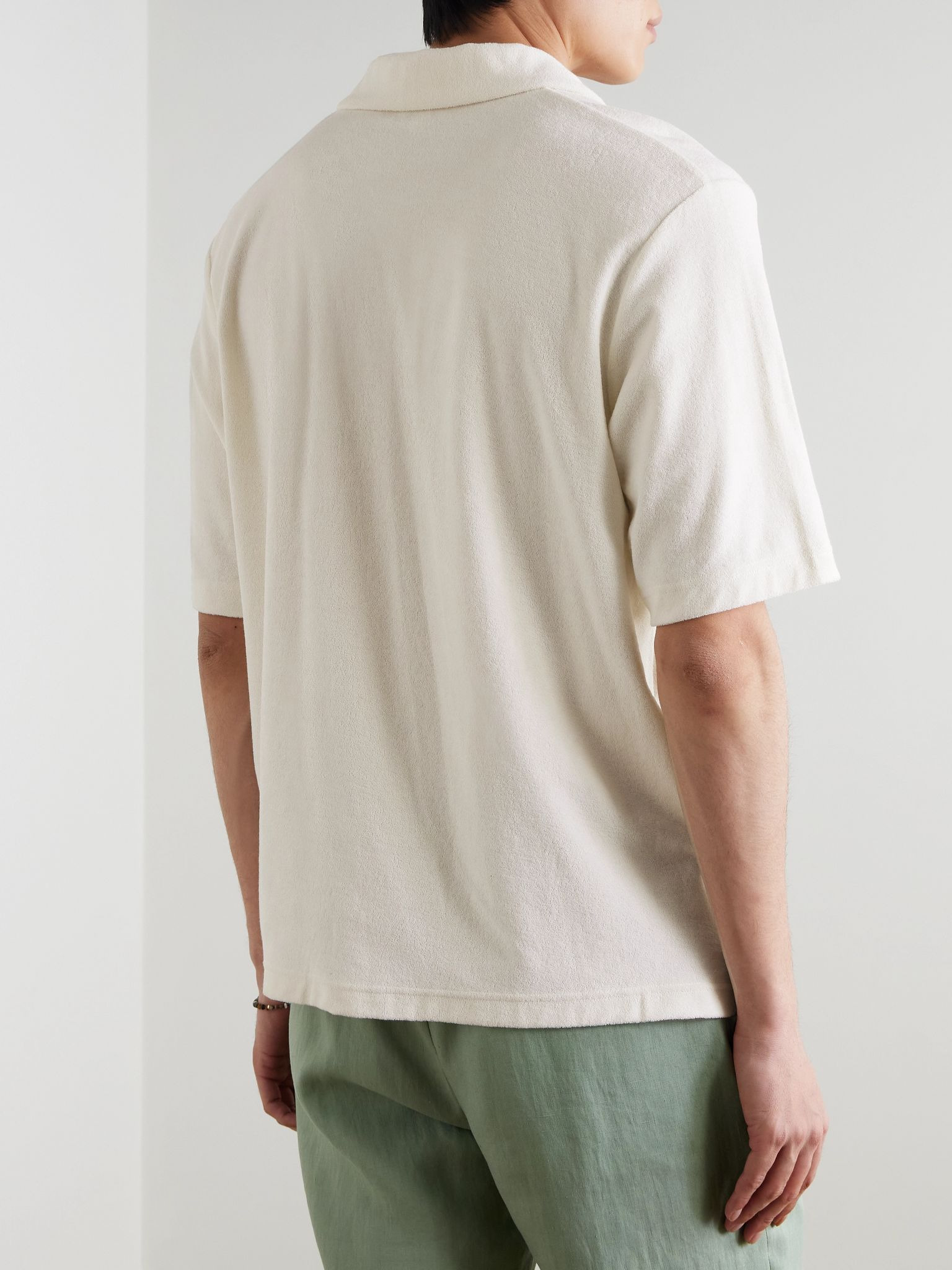 Camp-Collar Cotton-Terry Shirt Ecru - 3