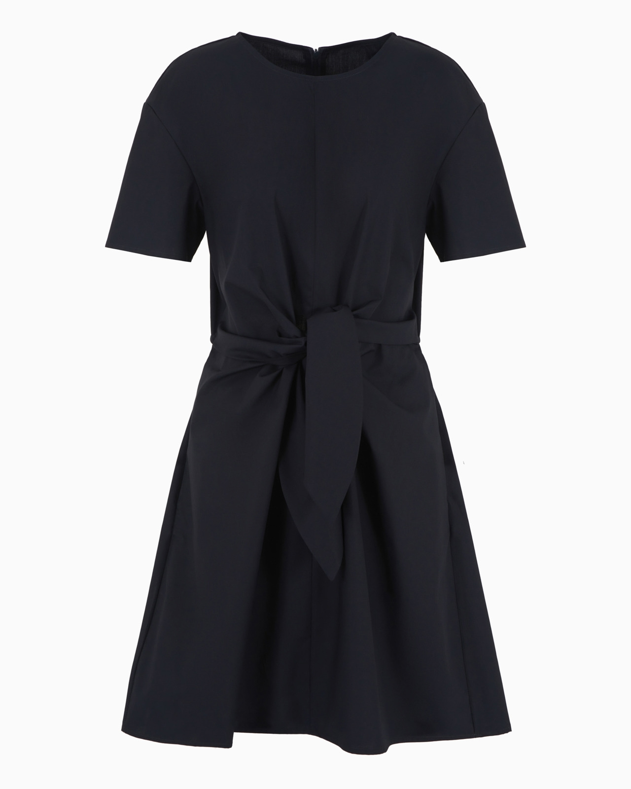 Short-sleeved poplin shirt dress with sash - 1