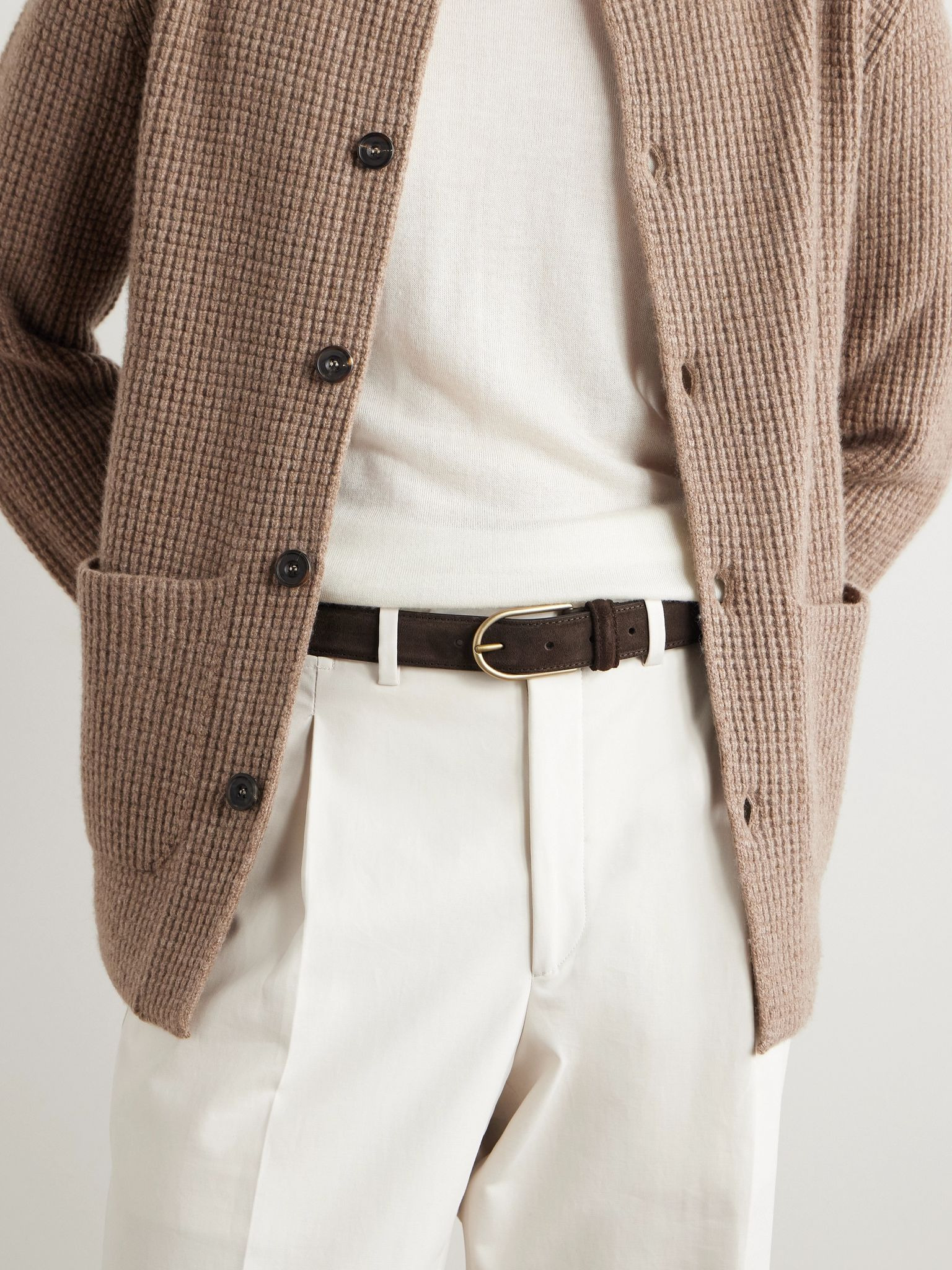 3.5cm Suede Belt Brown - 2