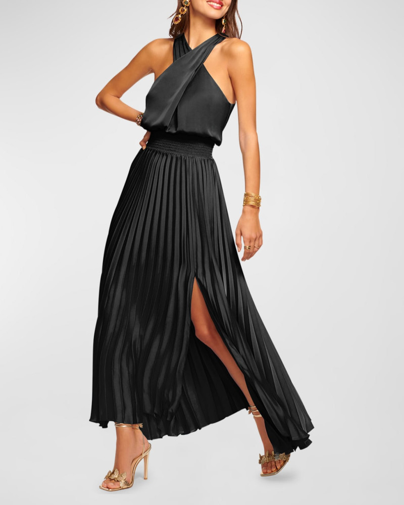 RAMY BROOK Arina Pleated Halter Midi Dress outlook
