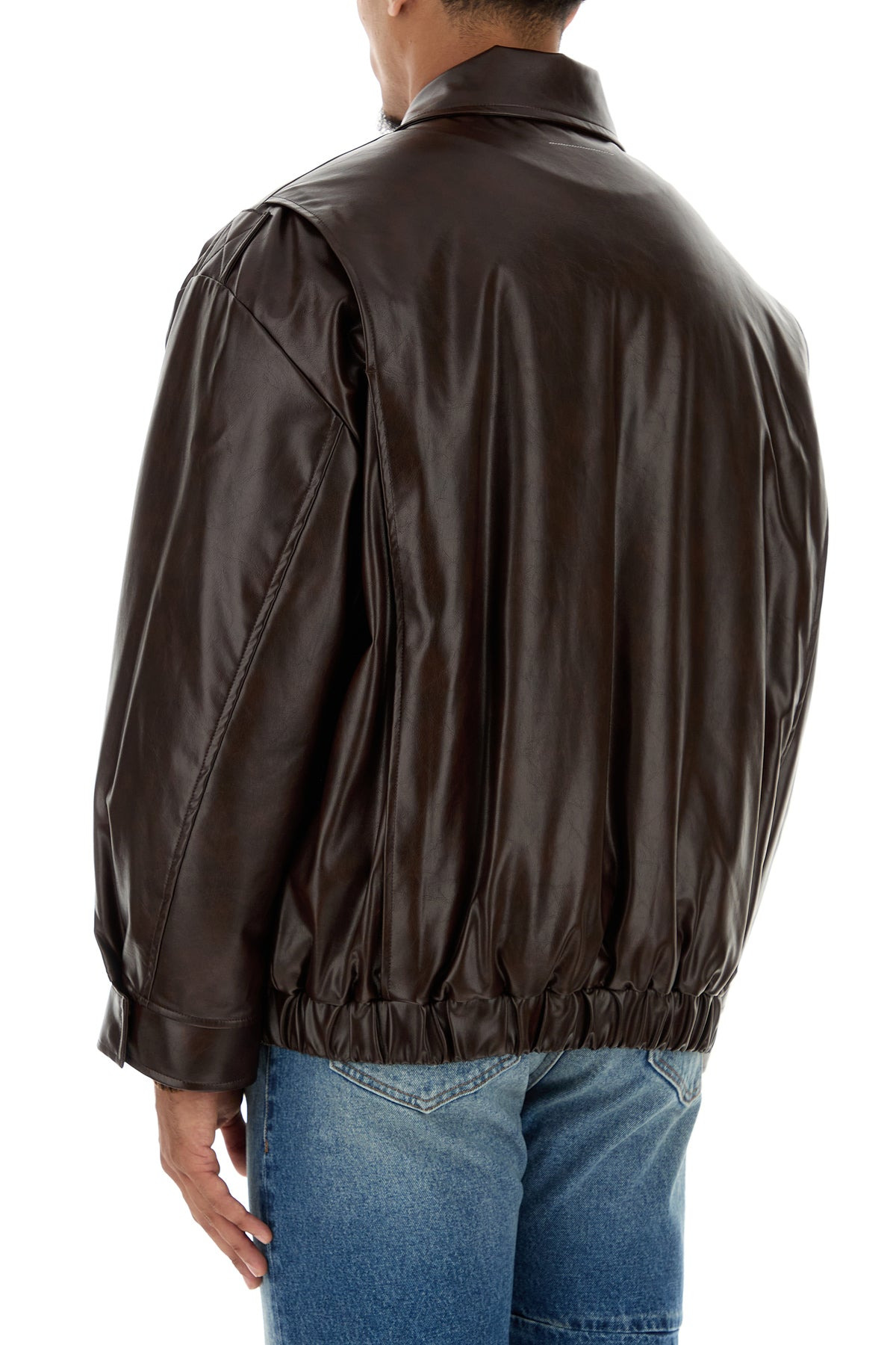 Chocolate synthetic leather jacket - 4