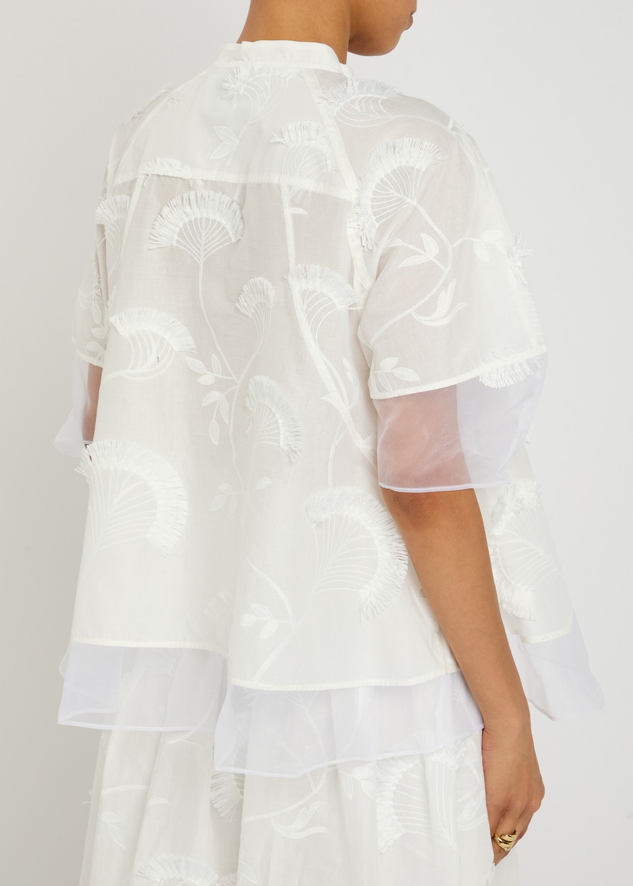 3.1 Phillip Lim Embroidered Tulle and Cotton top - 3