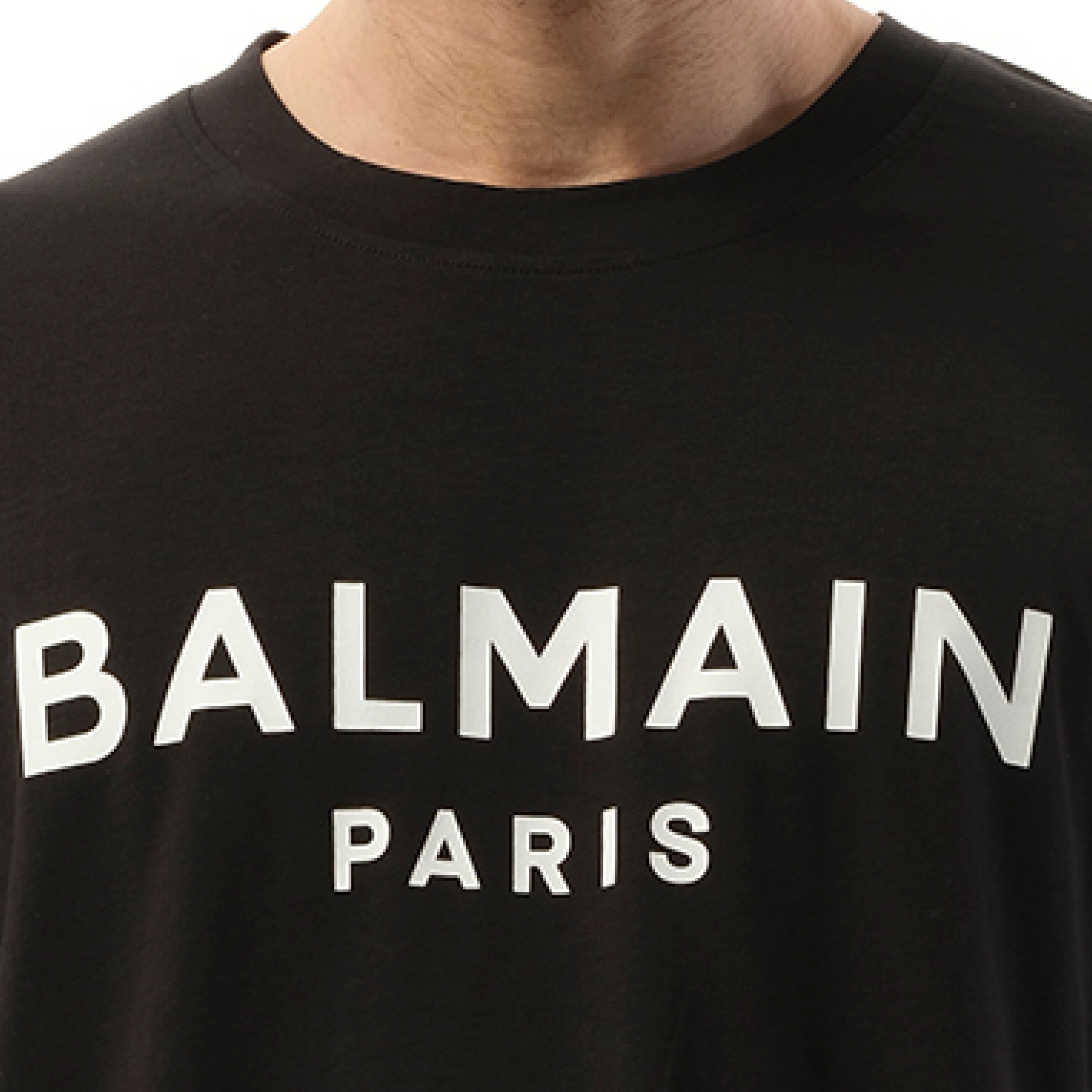 Balmain Print Reg Fit T-Shirt in Black/White - 3