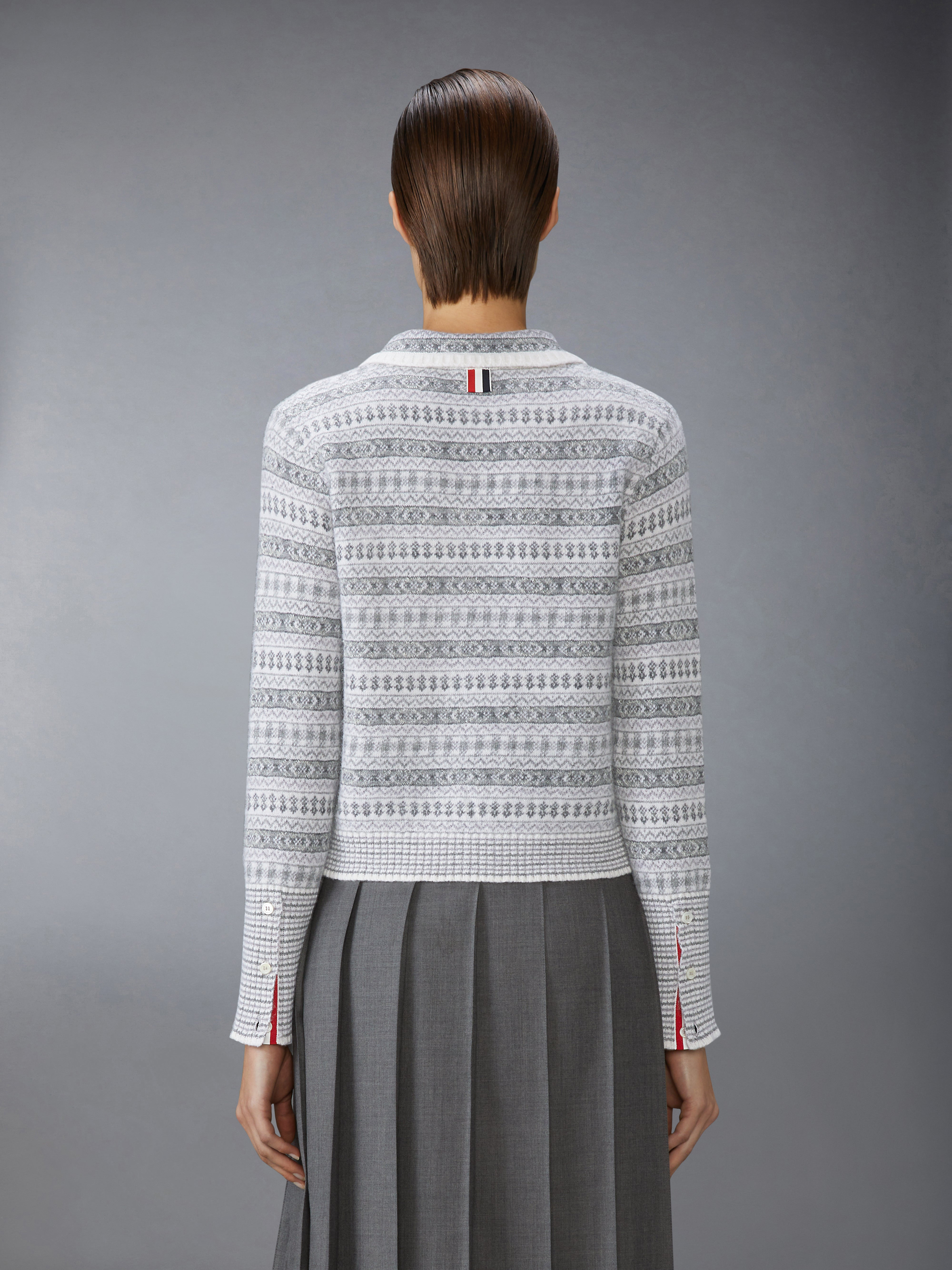 WOOL FLANNEL AND MOHAIR JACQUARD PETER PAN COLLAR PULLOVER - 3