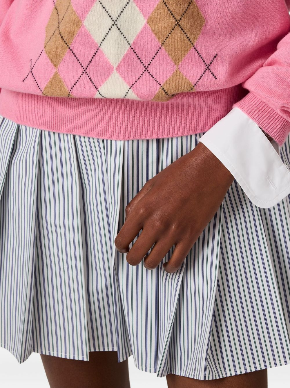pleated striped mini shirt dress - 5