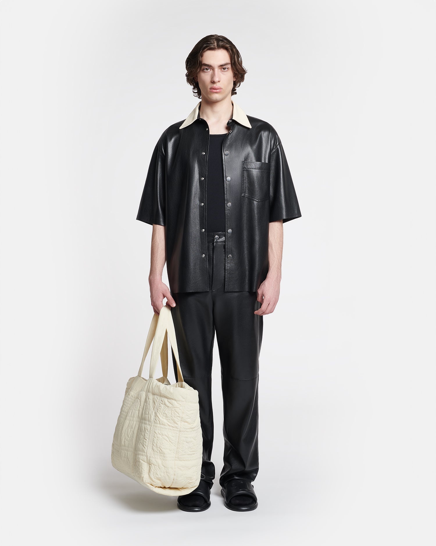 Denim-Trimmed Okobor™ Alt-Leather Shirt - 4