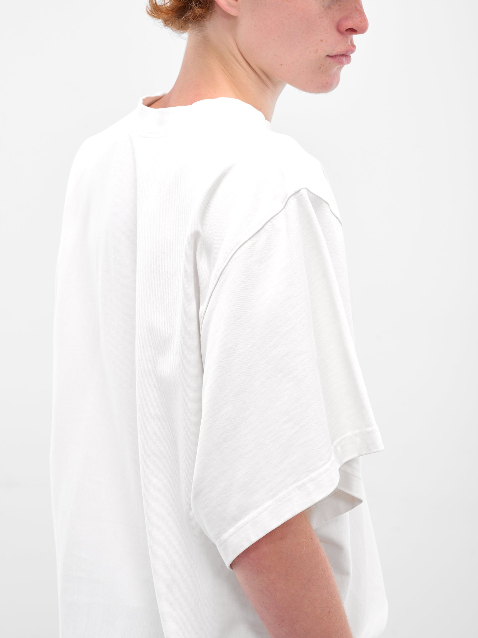 White Oversized Embroidered Tee - 4