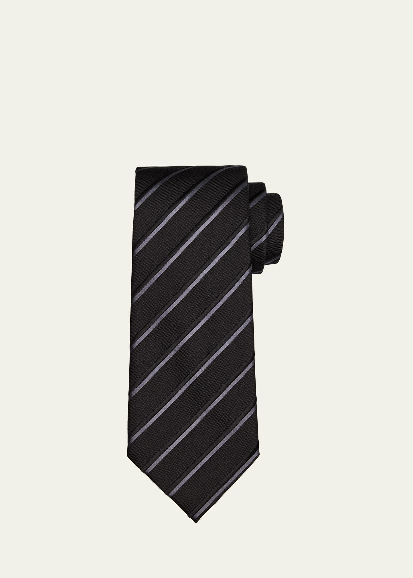 Men's Diagonal Stripe Silk Tie - 1