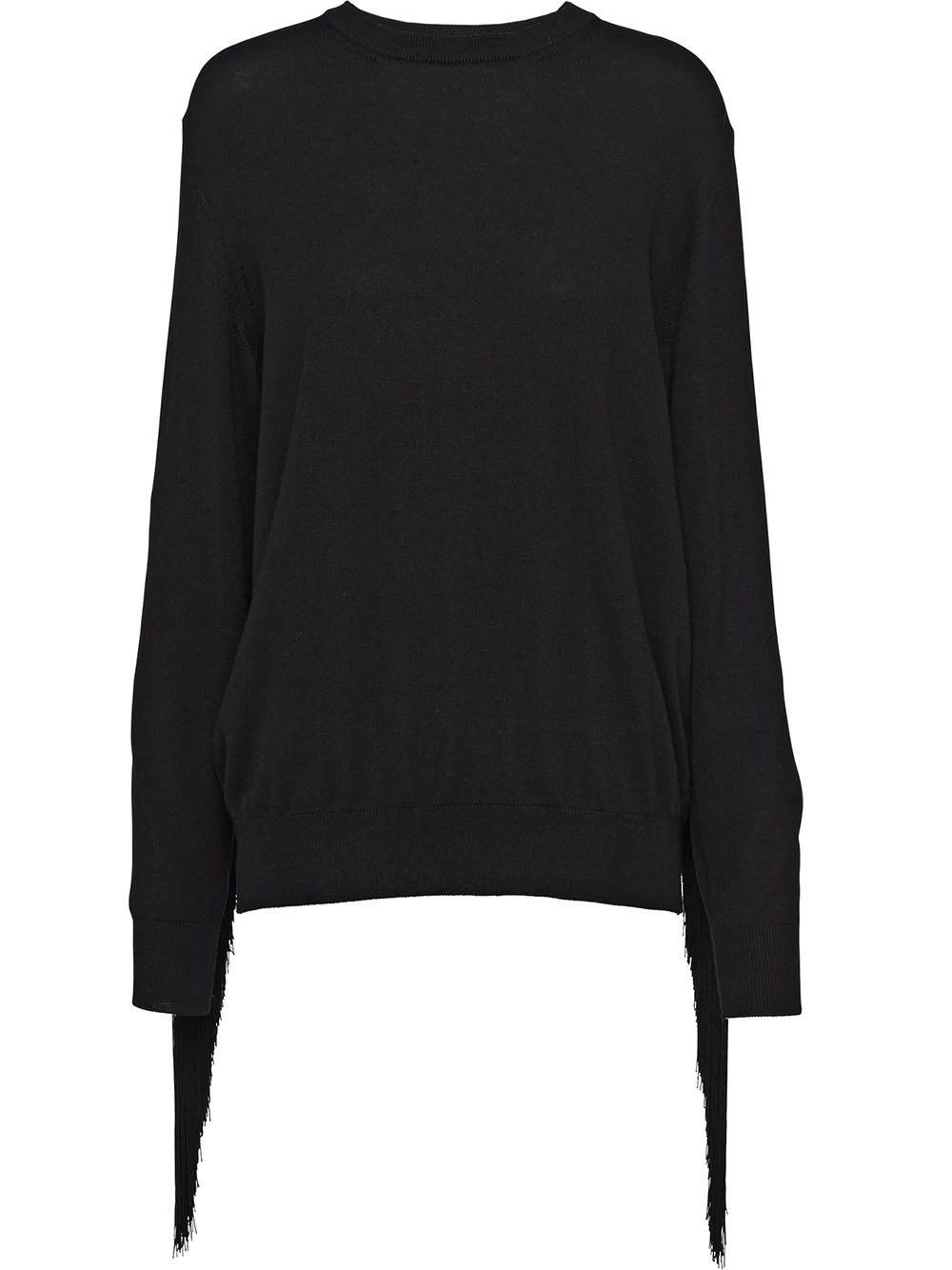 fringed crew-neck jumper - 1