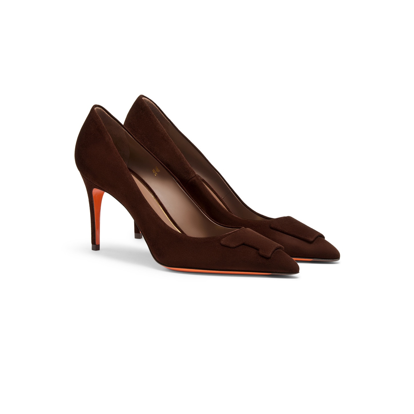 Women's dark brown suede high-heel Santoni Sibille pump - 3