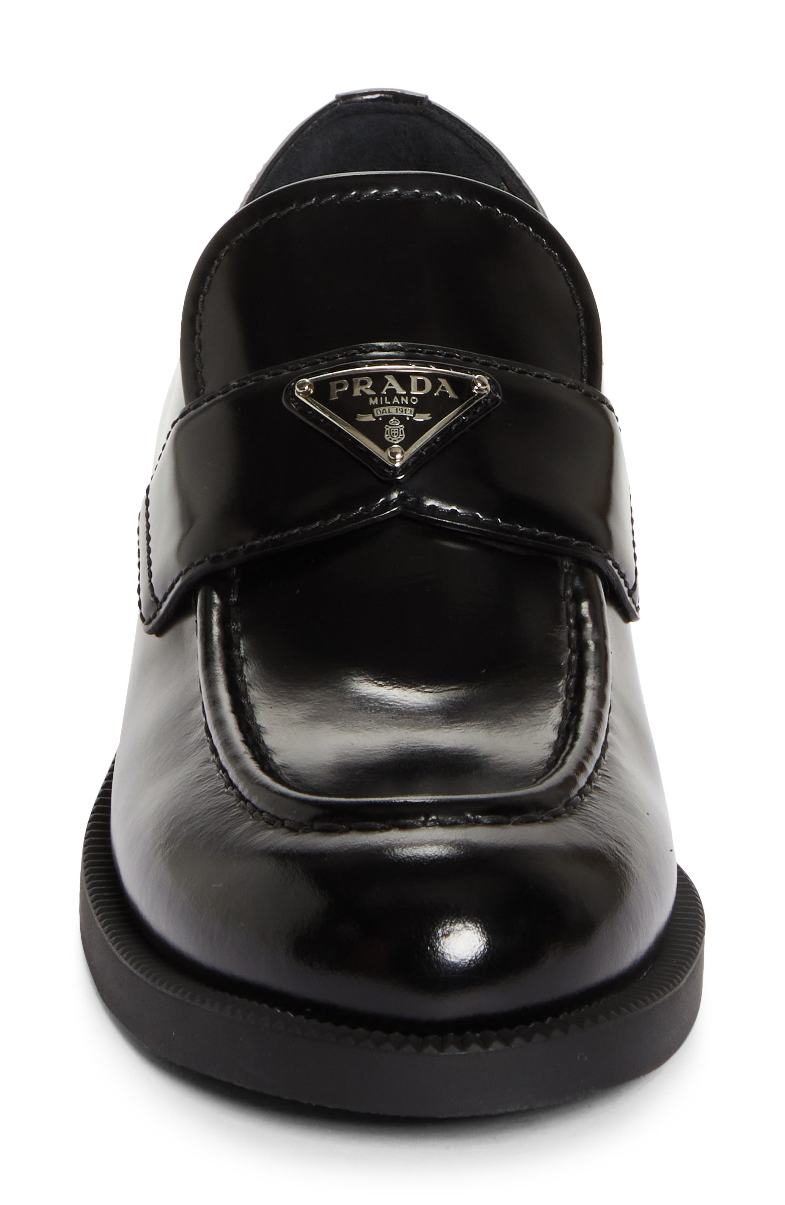 Prada Triangle Logo Patent Leather Loafer in Nero at Nordstrom - 4