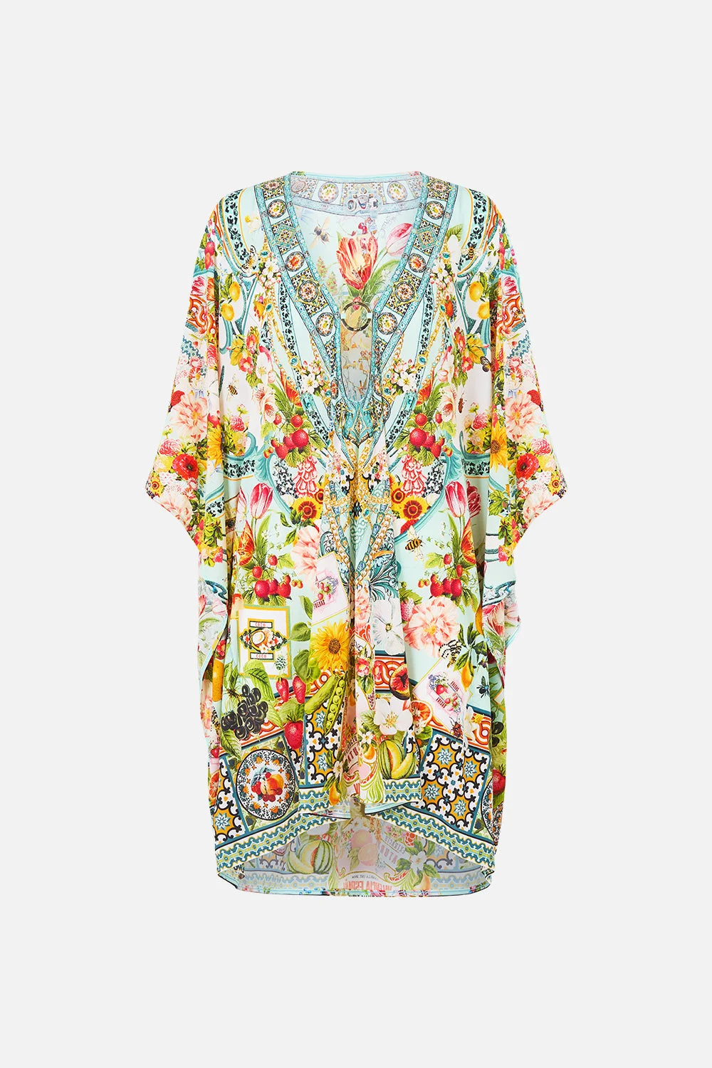 SHORT V NECK KAFTAN W RING FRONT TRIM MAGIC OF THE MERCADO - 1