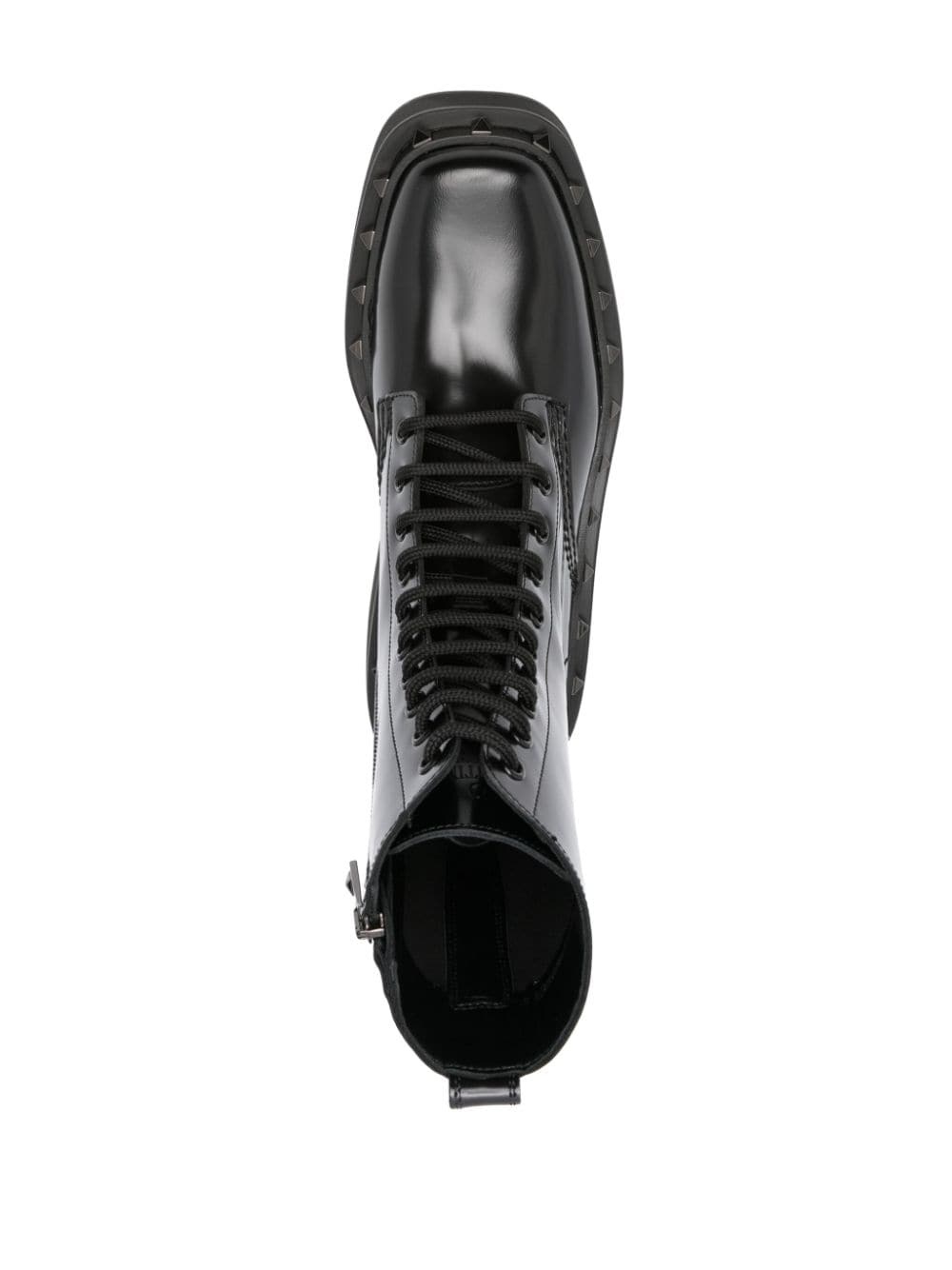 Rockstud-embellished leather lace-up boots - 4