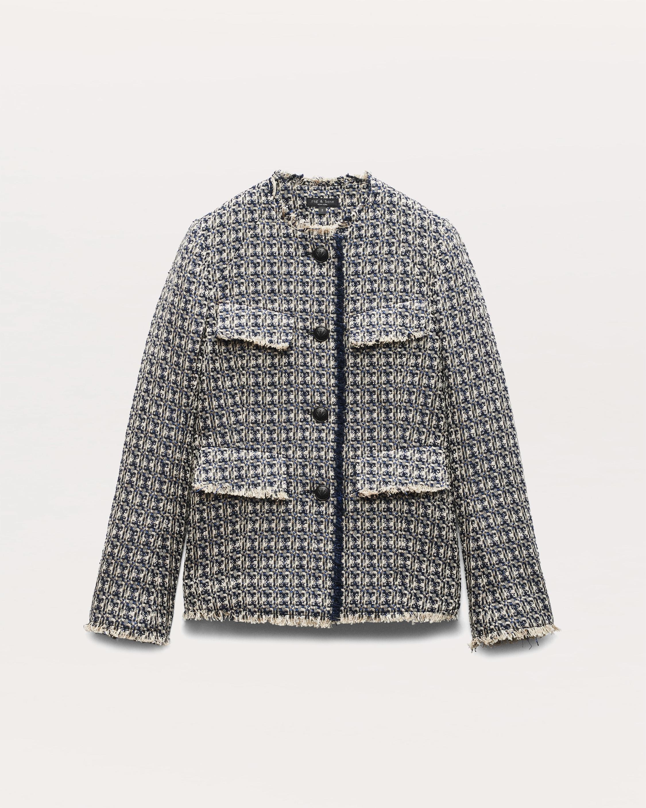 Ezra English Cotton-Blend Tweed Long Blazer - 1