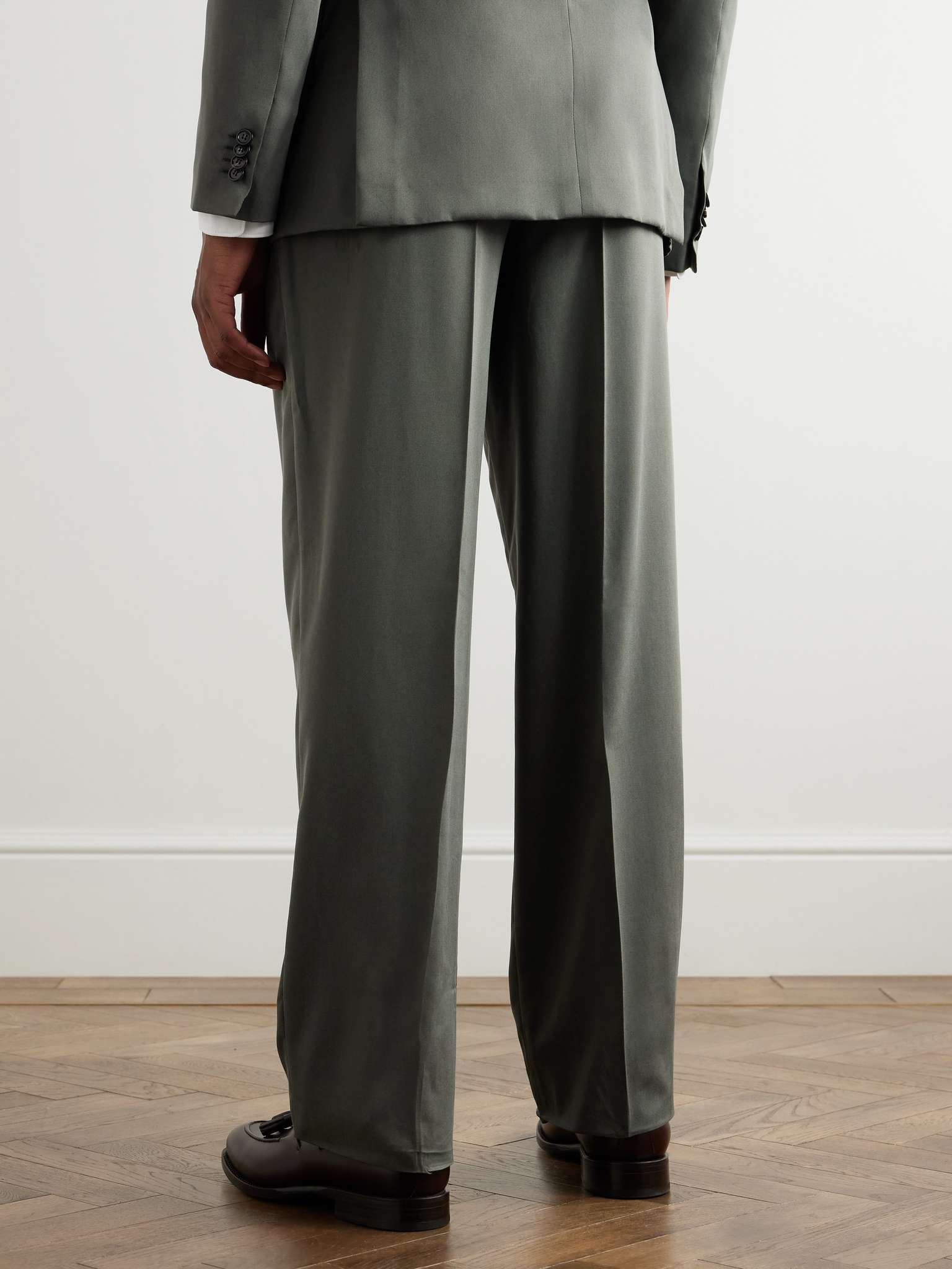 Wide-Leg Pleated Silk and Cashmere-Blend Trousers - 4