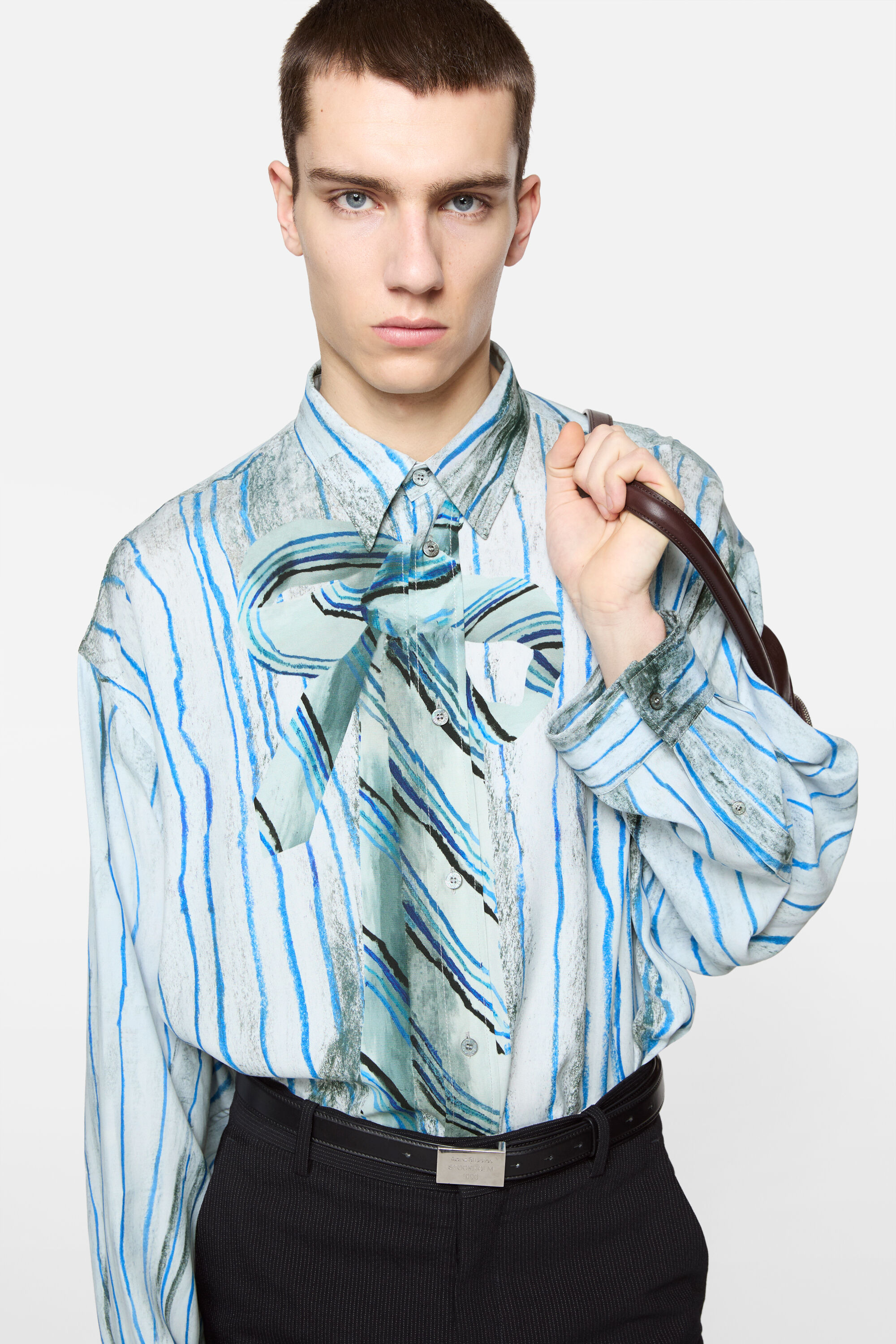 Printed Button-up Shirt - Blue multi - 4