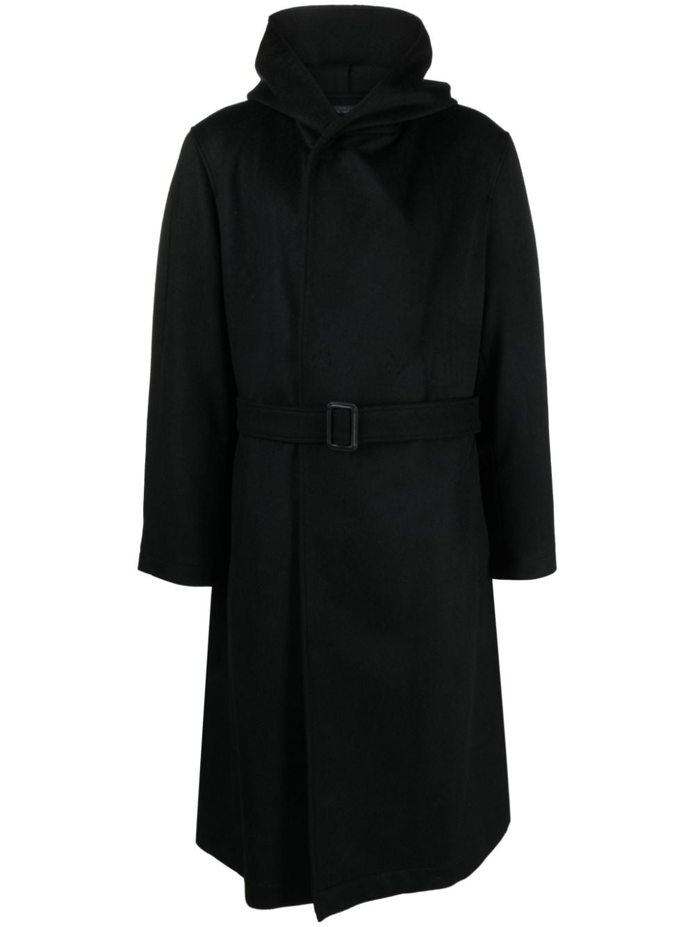 hooded belted coat - 1