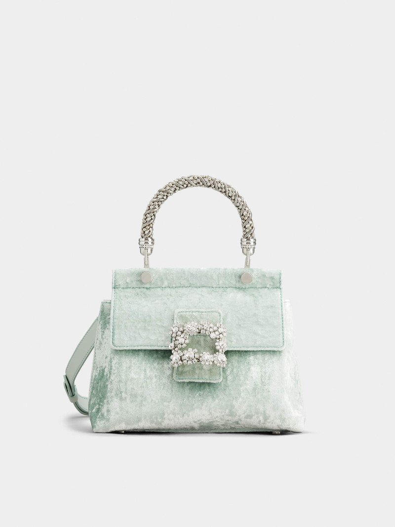 Viv' Flower Strass Jewel Buckle Cabas Mini Bag in Velvet 1