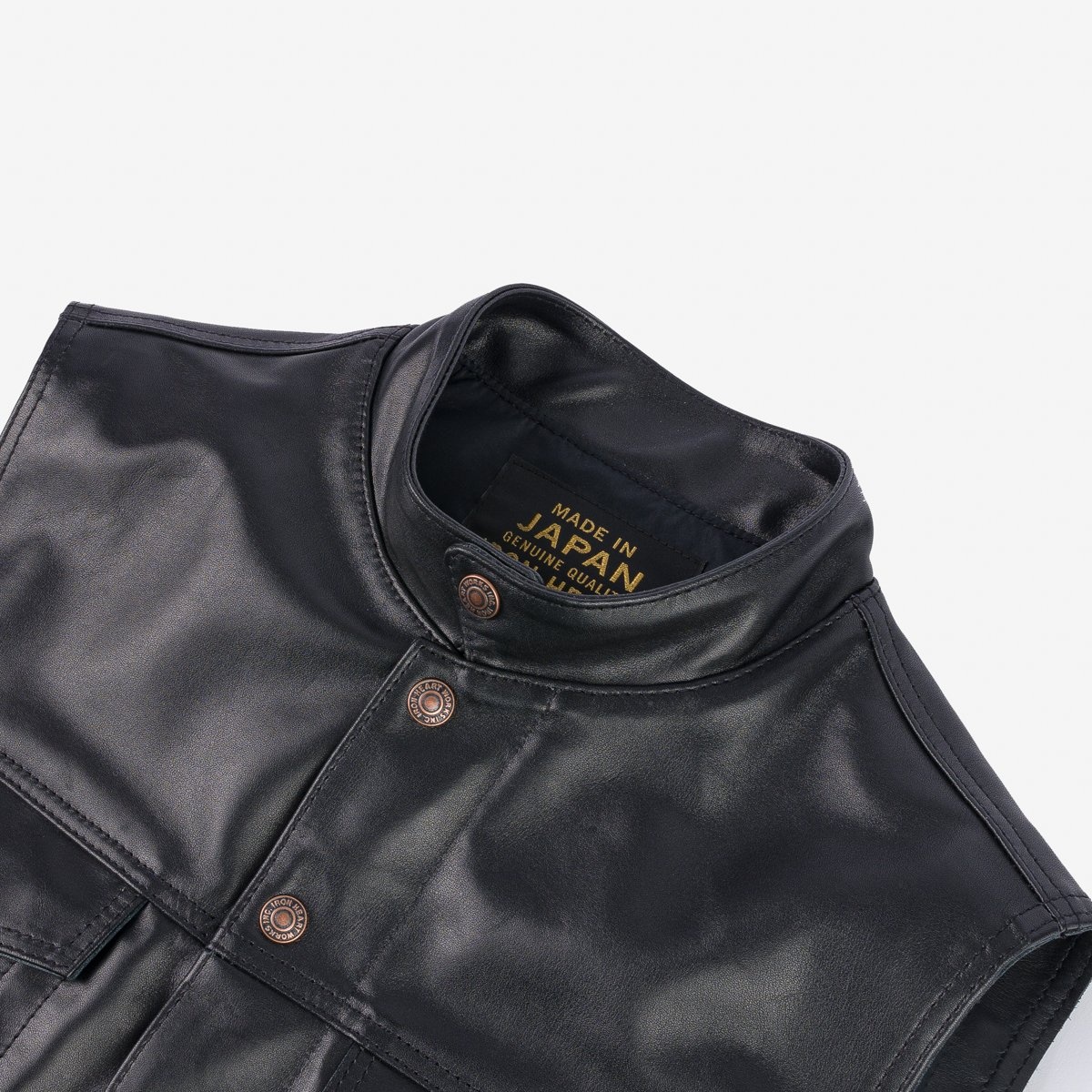 IHV-45-BLK Japanese Steerhide Modified Type III Vest - Black - 7