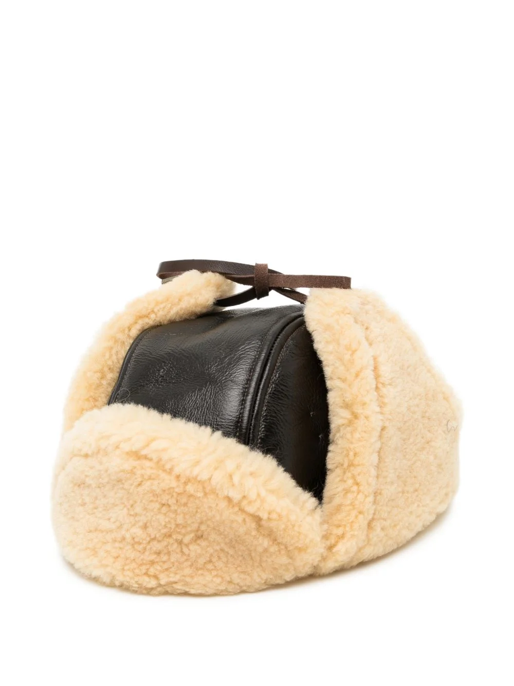 shearling-trim leather pilot hat - 1