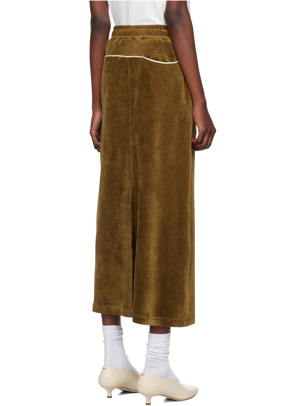 Brown Embroidered-Logo Midi Skirt - 3