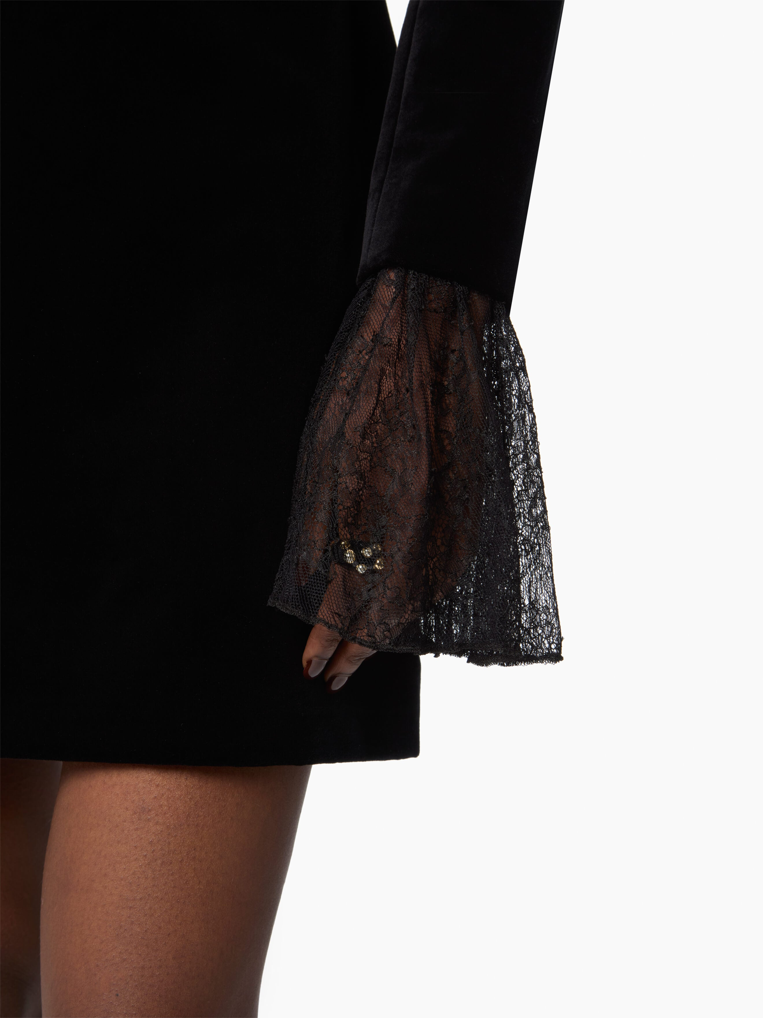 Velvet Mini Dress With Bow - 3