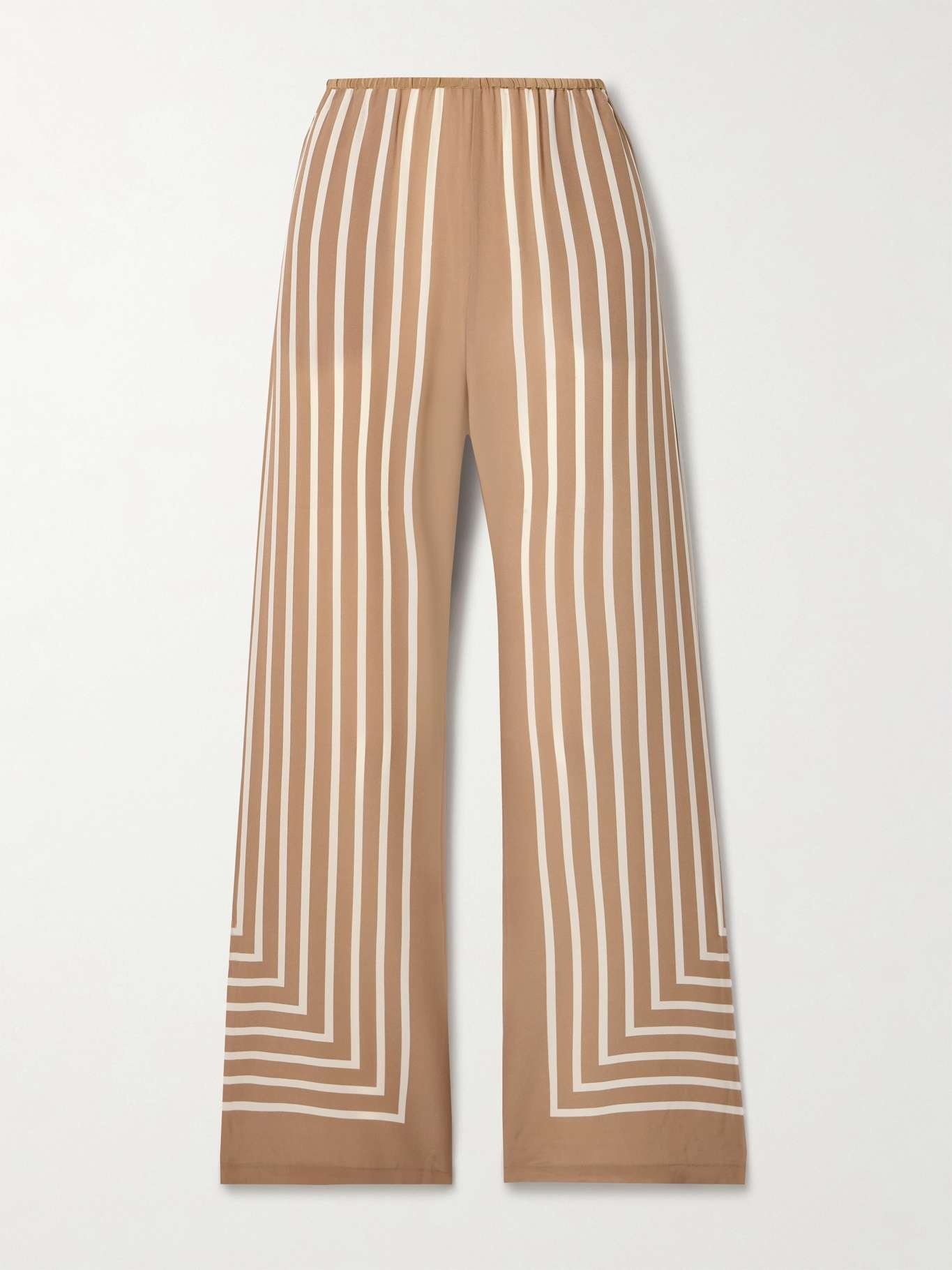 Striped silk-crepe wide-leg pants - 1