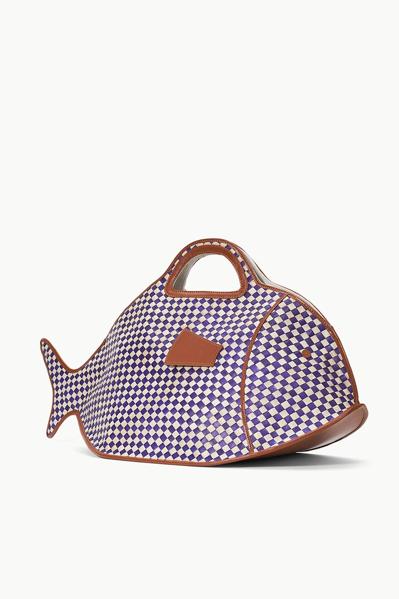 STAUD CLEO FISH BASKET TOTE COCONUT CHECK 3