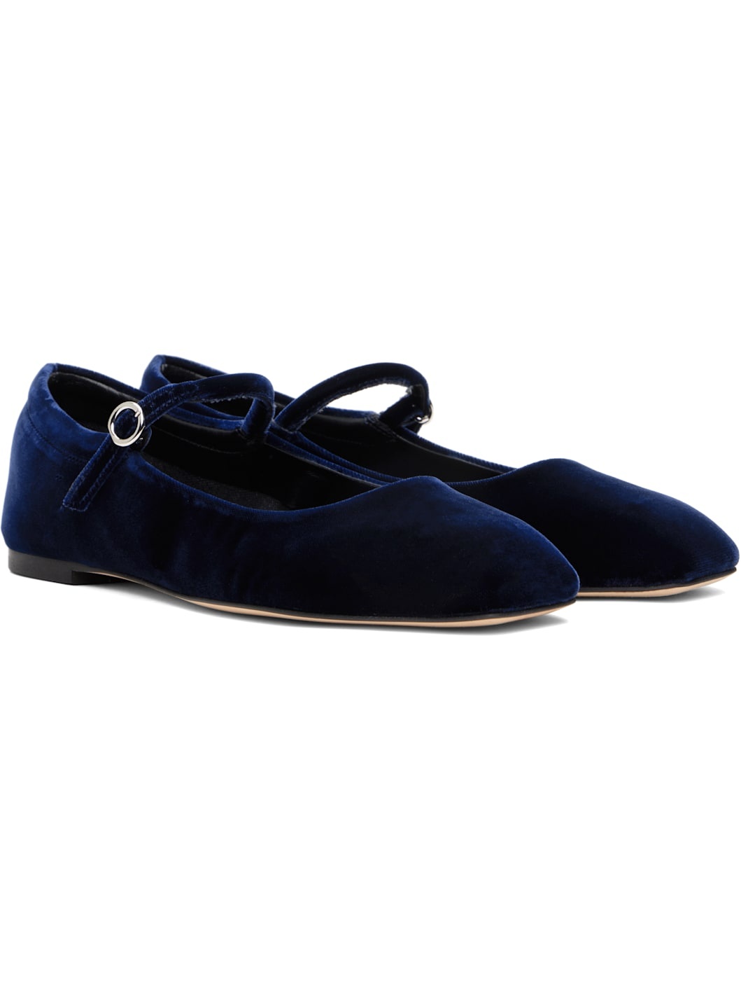 Navy Uma Velvet Mary-Jane Ballerina Flats - 4