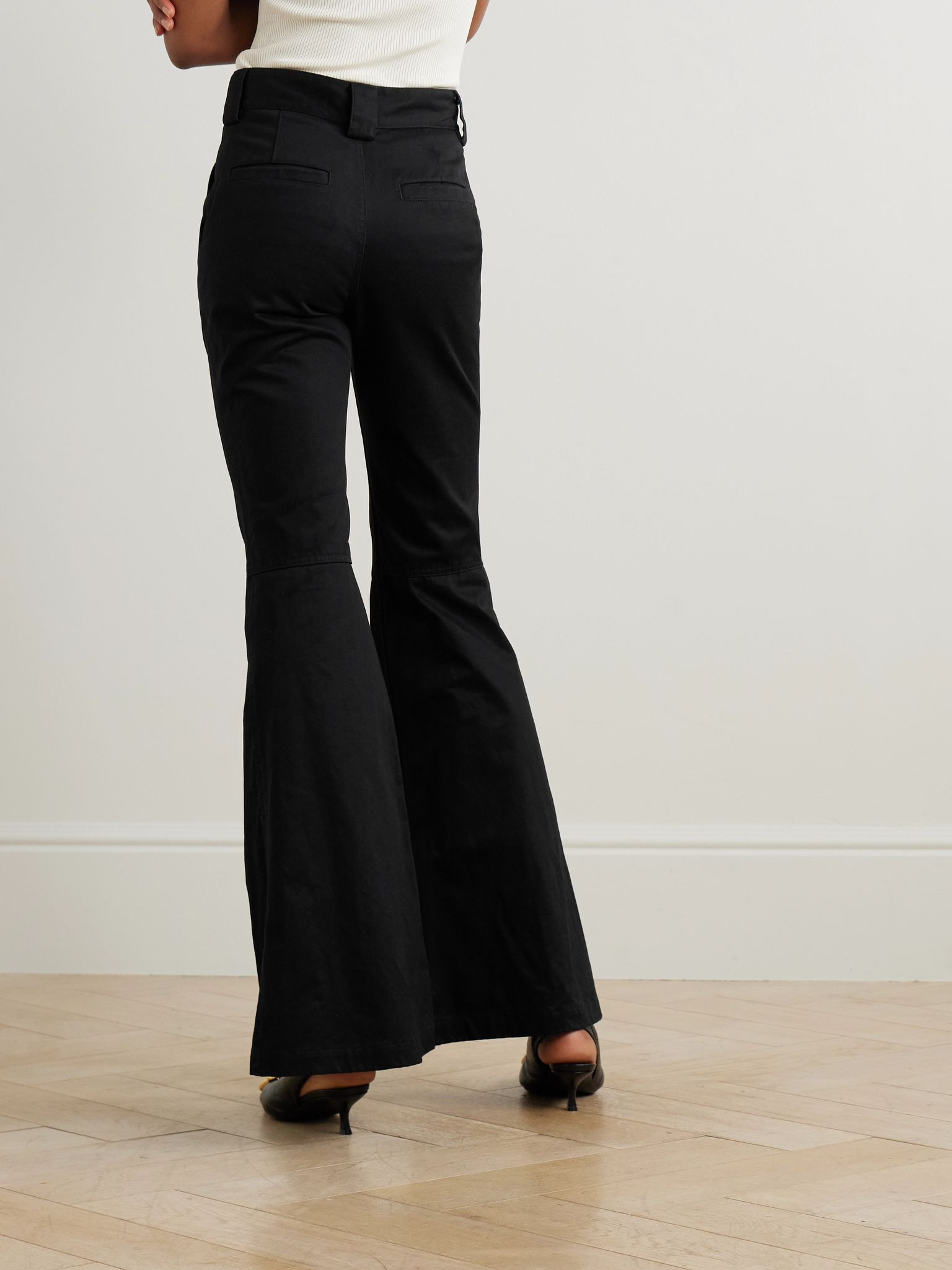 Organic cotton-twill flared pants Black - 4